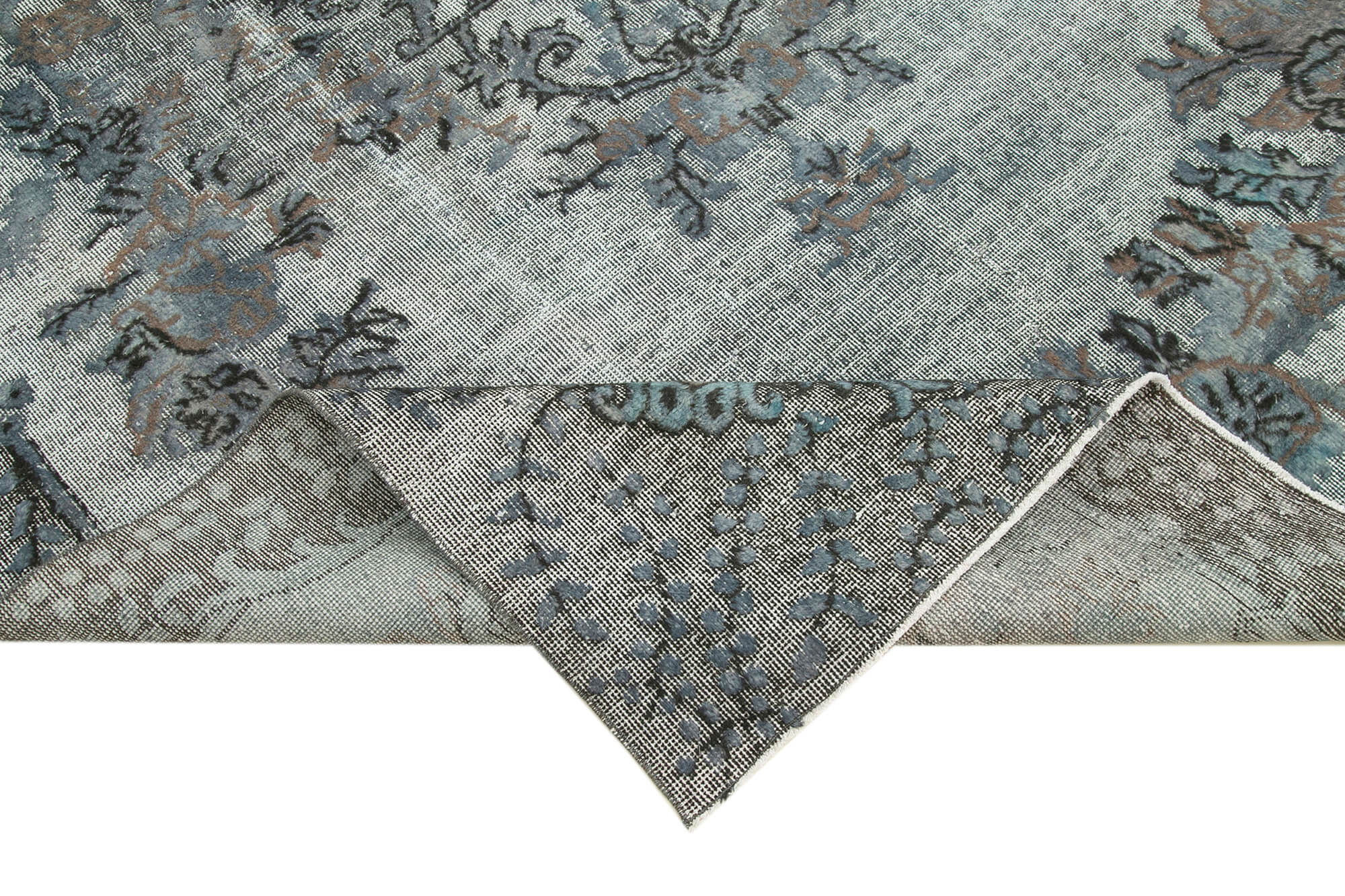 Handmade Vintage Area Rug – Grey Cotton Wool Blend Turkish Carpet 6'7''x10'6''
