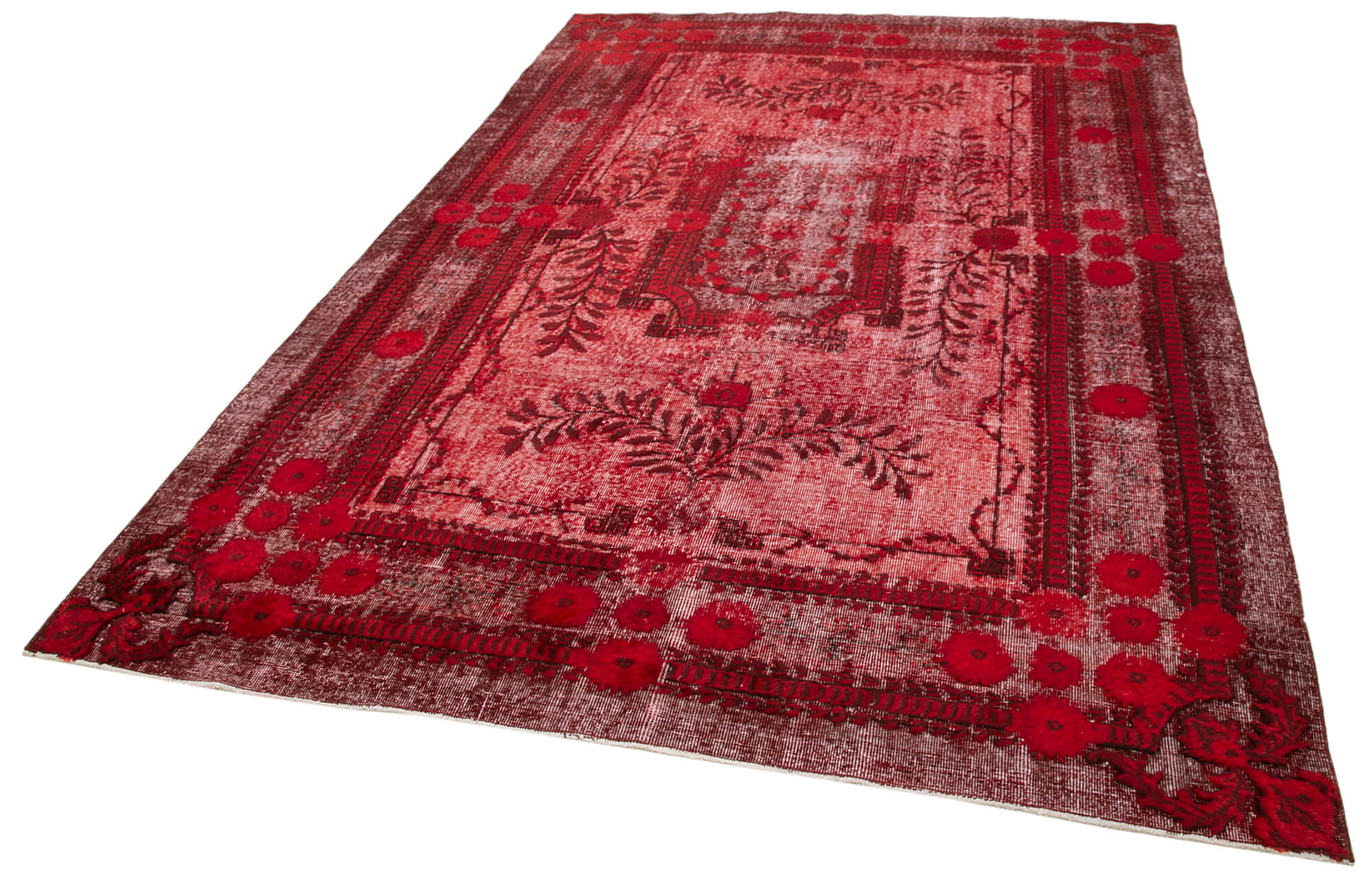 Vintage Handmade Area Rug – Hand Knotted Wool Rug, Red 6'11''x10'8'' Cotton Wool Carpet