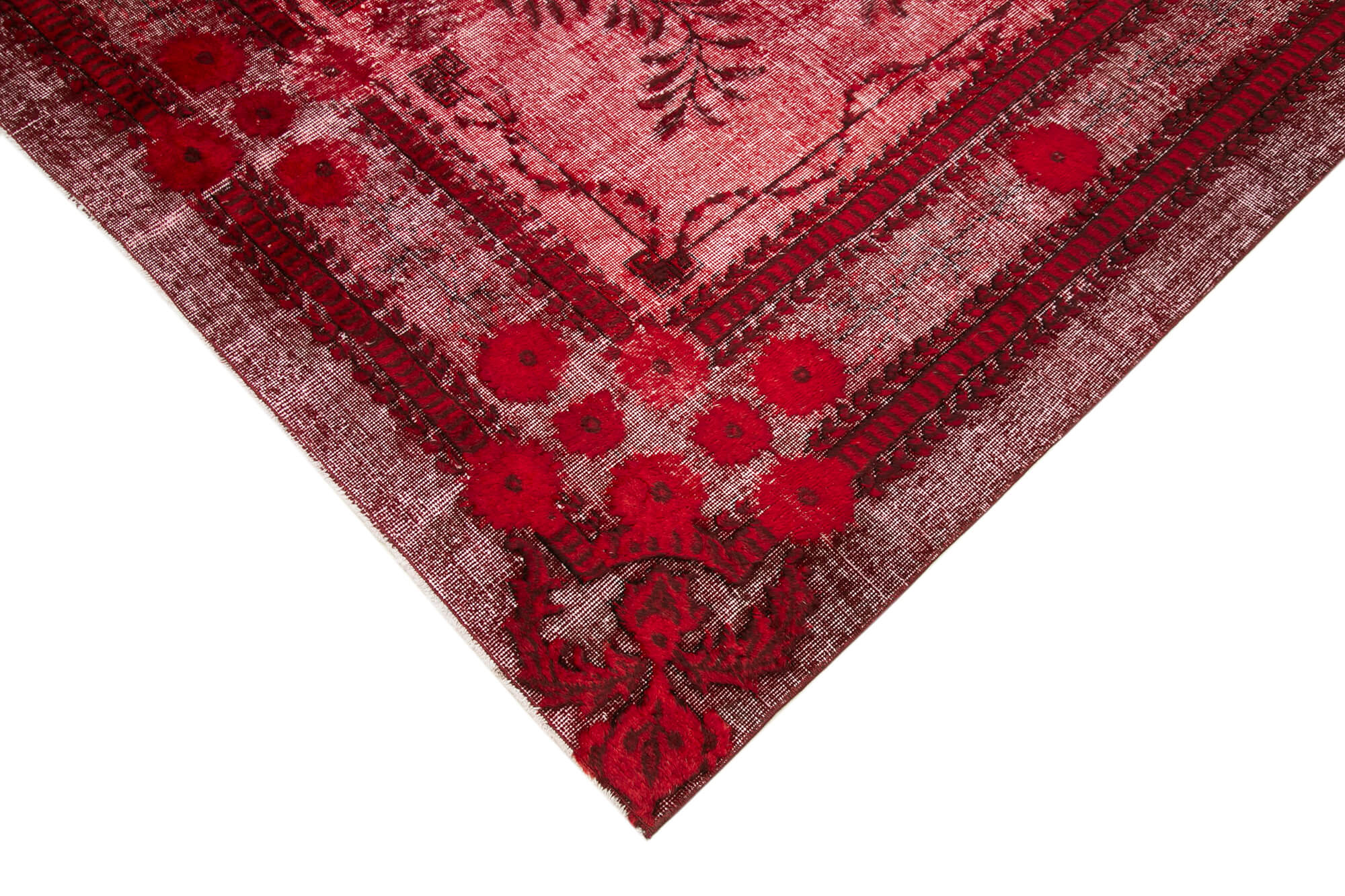 Vintage Handmade Area Rug – Hand Knotted Wool Rug, Red 6'11''x10'8'' Cotton Wool Carpet