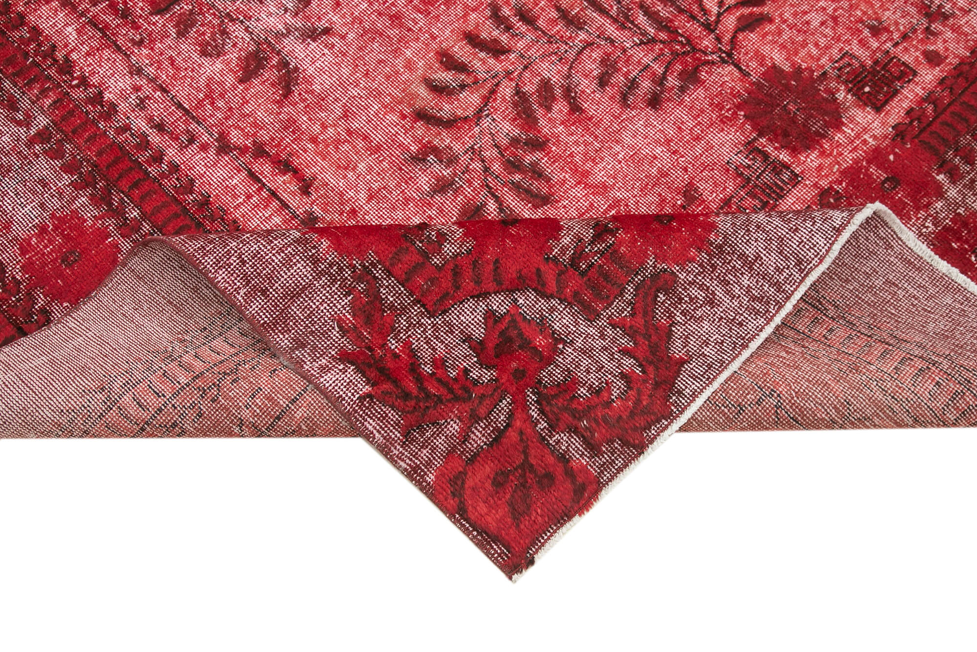 Vintage Handmade Area Rug – Hand Knotted Wool Rug, Red 6'11''x10'8'' Cotton Wool Carpet