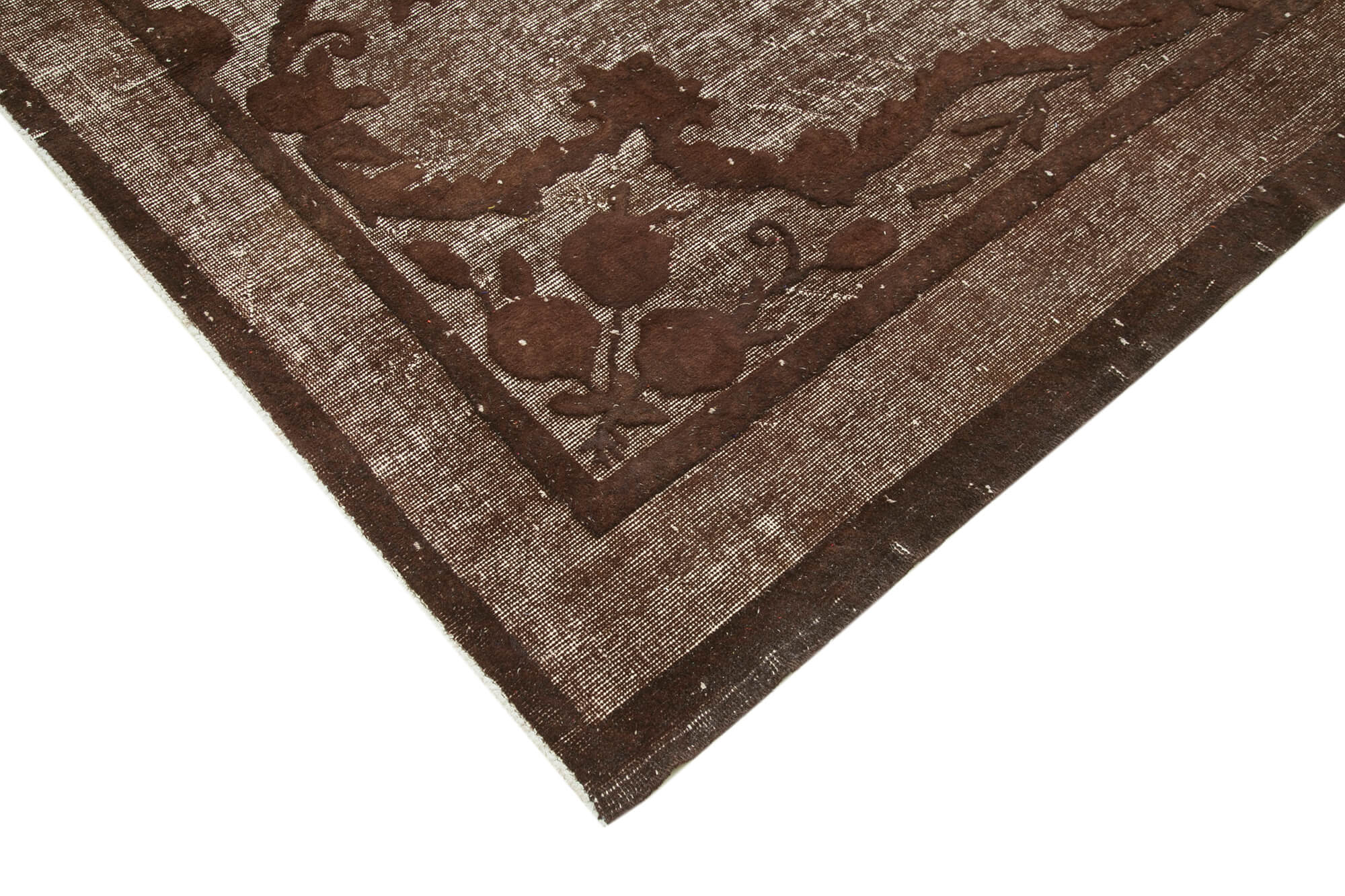 Vintage Wool Area Rug – Handmade Cotton Wool Blend Rug, Brown Turkish Carpet 7'x10'7"