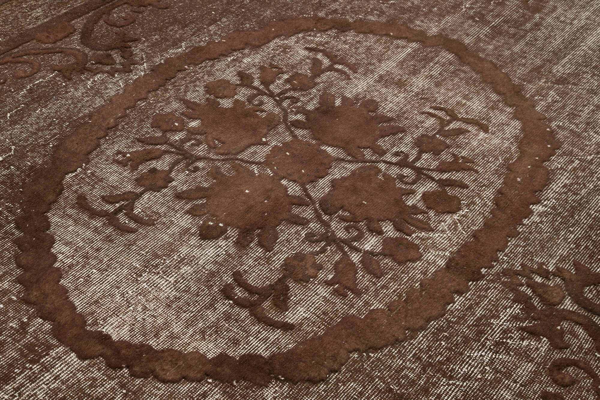 Vintage Wool Area Rug – Handmade Cotton Wool Blend Rug, Brown Turkish Carpet 7'x10'7"