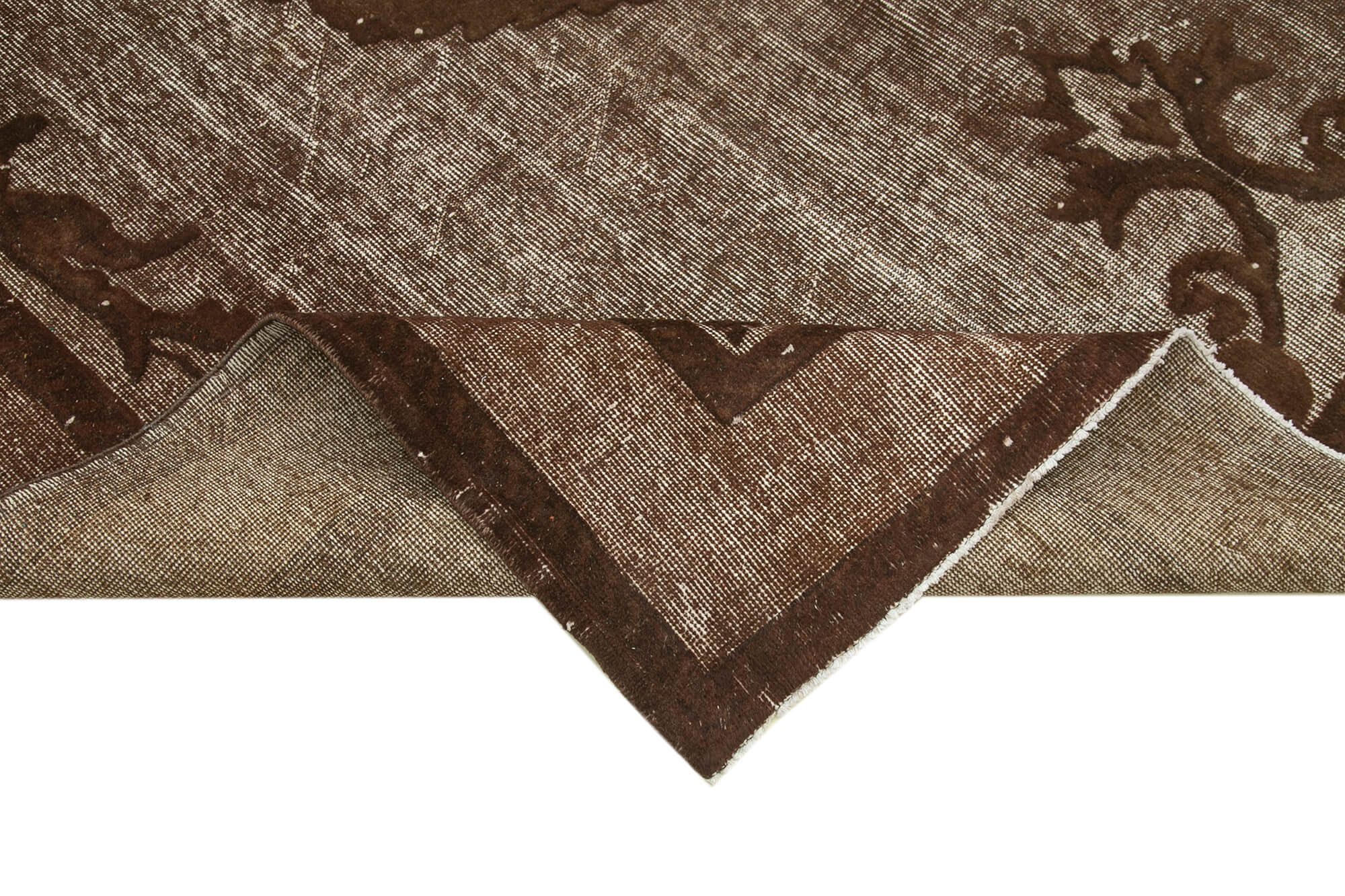 Vintage Wool Area Rug – Handmade Cotton Wool Blend Rug, Brown Turkish Carpet 7'x10'7"