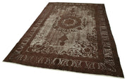 Vintage Wool Area Rug – Hand Woven Rug Brown Turkish Vintage Carpet 6'11''x10'9''
