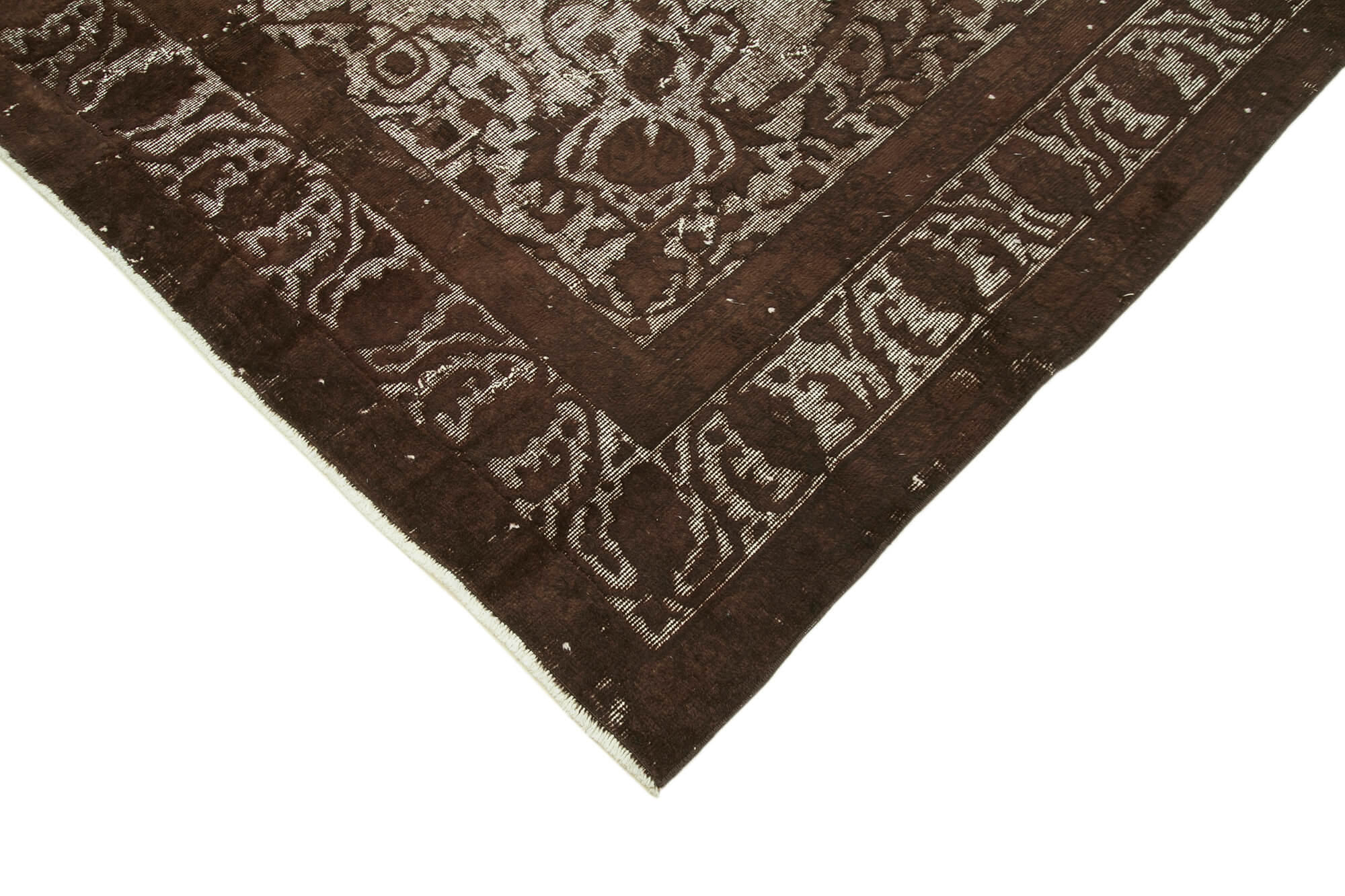 Vintage Wool Area Rug – Hand Woven Rug Brown Turkish Vintage Carpet 6'11''x10'9''