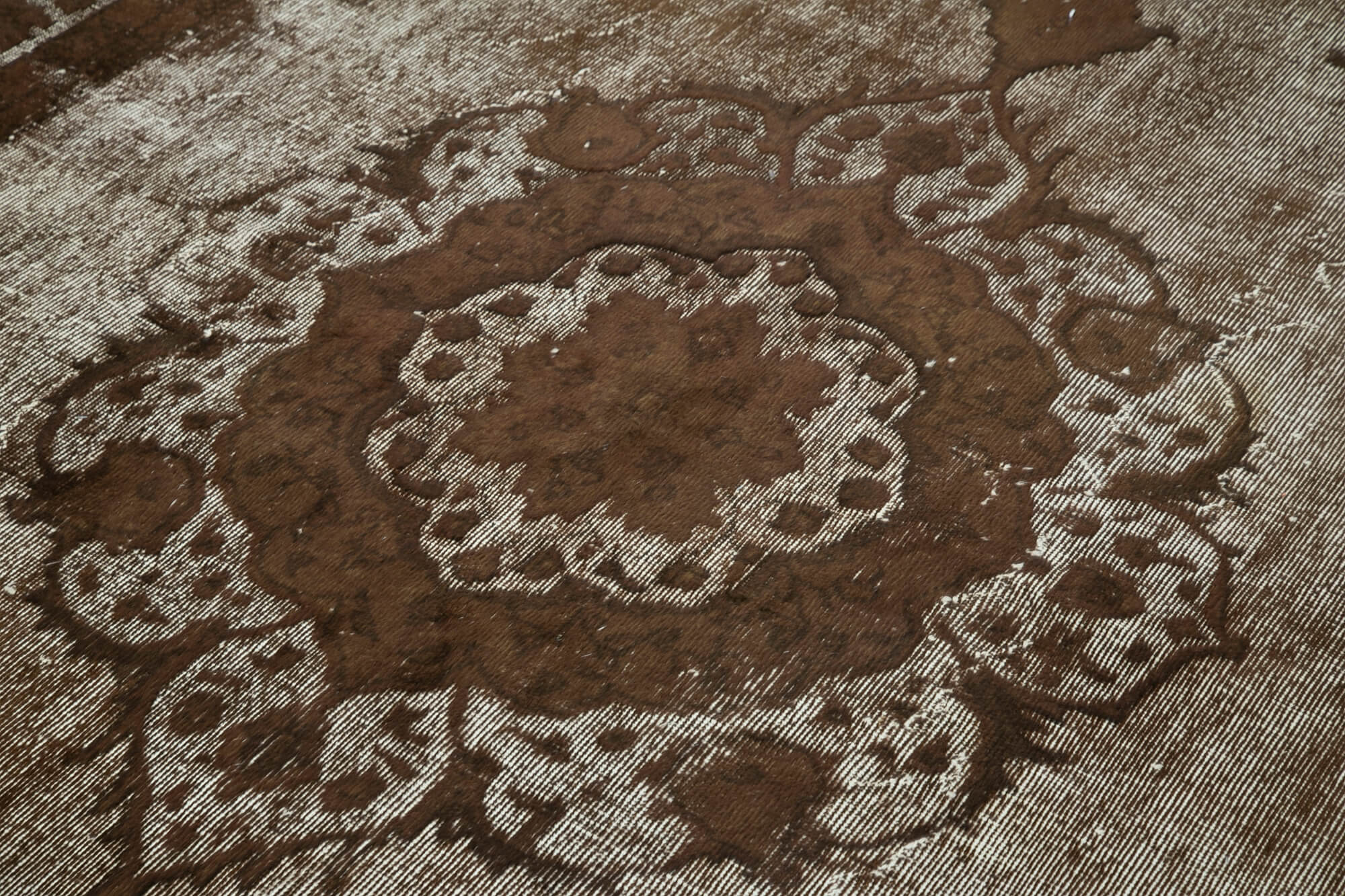 Vintage Wool Area Rug – Hand Woven Rug Brown Turkish Vintage Carpet 6'11''x10'9''