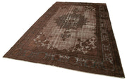 Handmade Vintage Area Rug – Brown Cotton Wool Hand Woven Rug 6'8''x11'0'' by Agacan