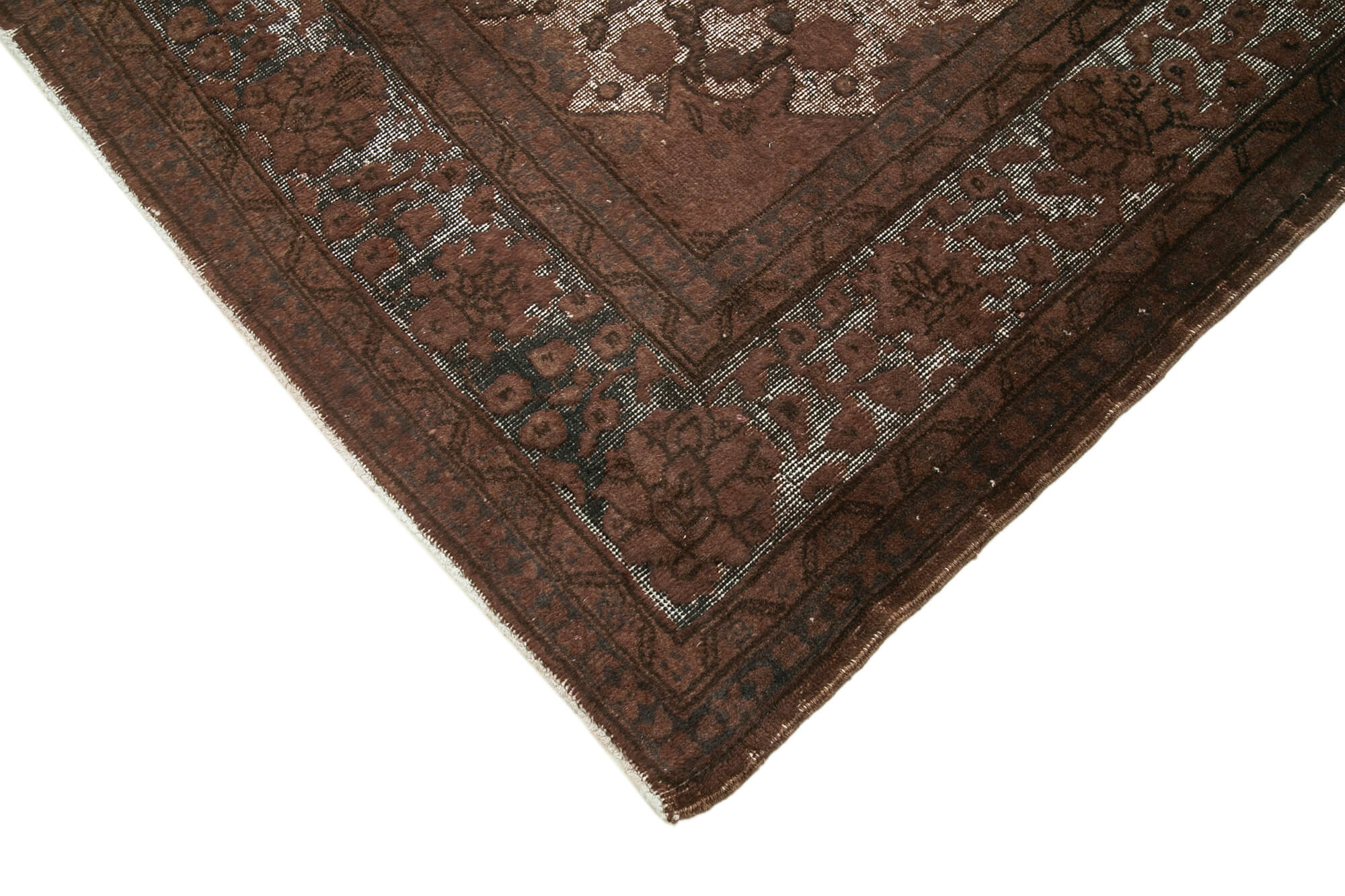 Handmade Vintage Area Rug – Brown Cotton Wool Hand Woven Rug 6'8''x11'0'' by Agacan