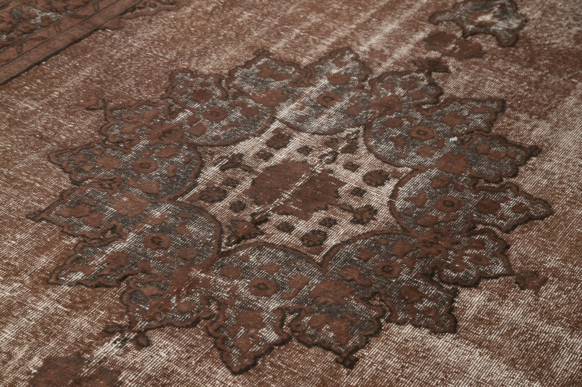 Handmade Vintage Area Rug – Brown Cotton Wool Hand Woven Rug 6'8''x11'0'' by Agacan