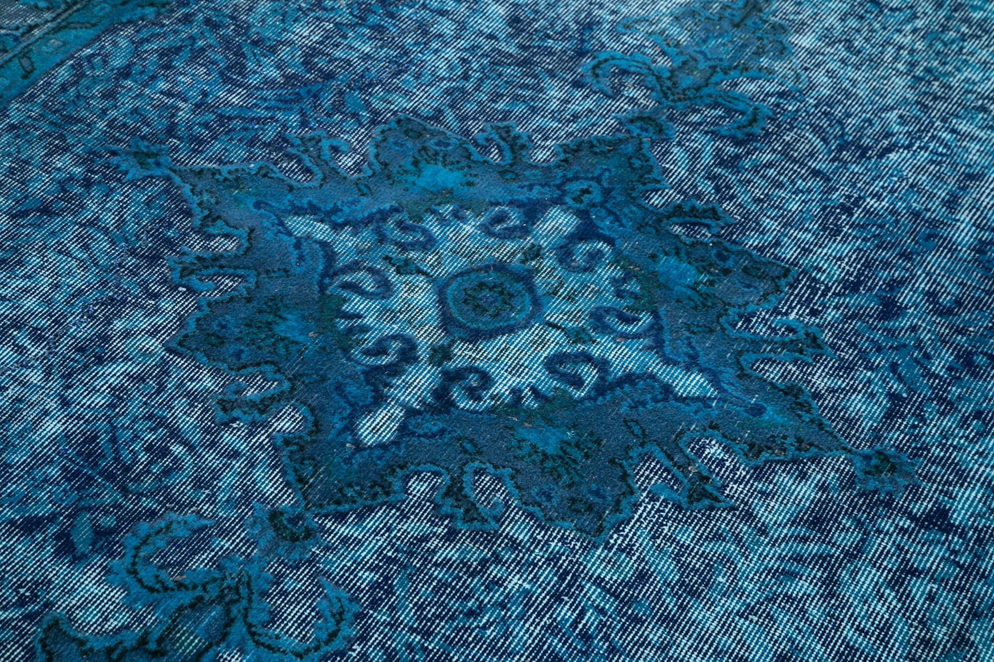 Vintage Handmade Area Rug – Hand Woven Rug Turquoise Wool Carpet 5'4''x8'6''