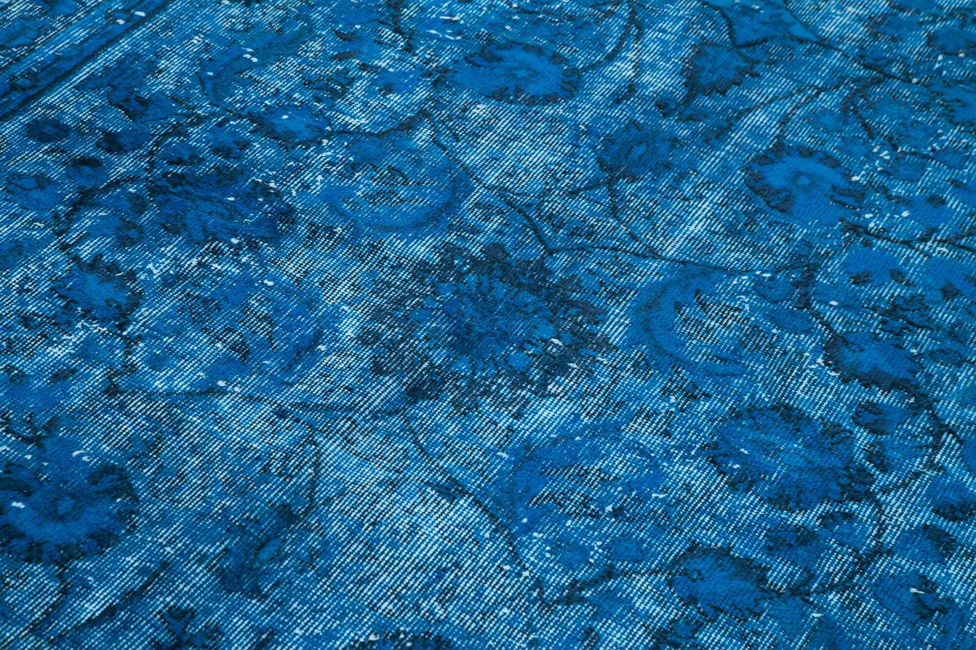 Vintage Cotton Wool Rug – Hand Woven Blue Vintage Rug 5'5'' x 8'6'' for Living Room