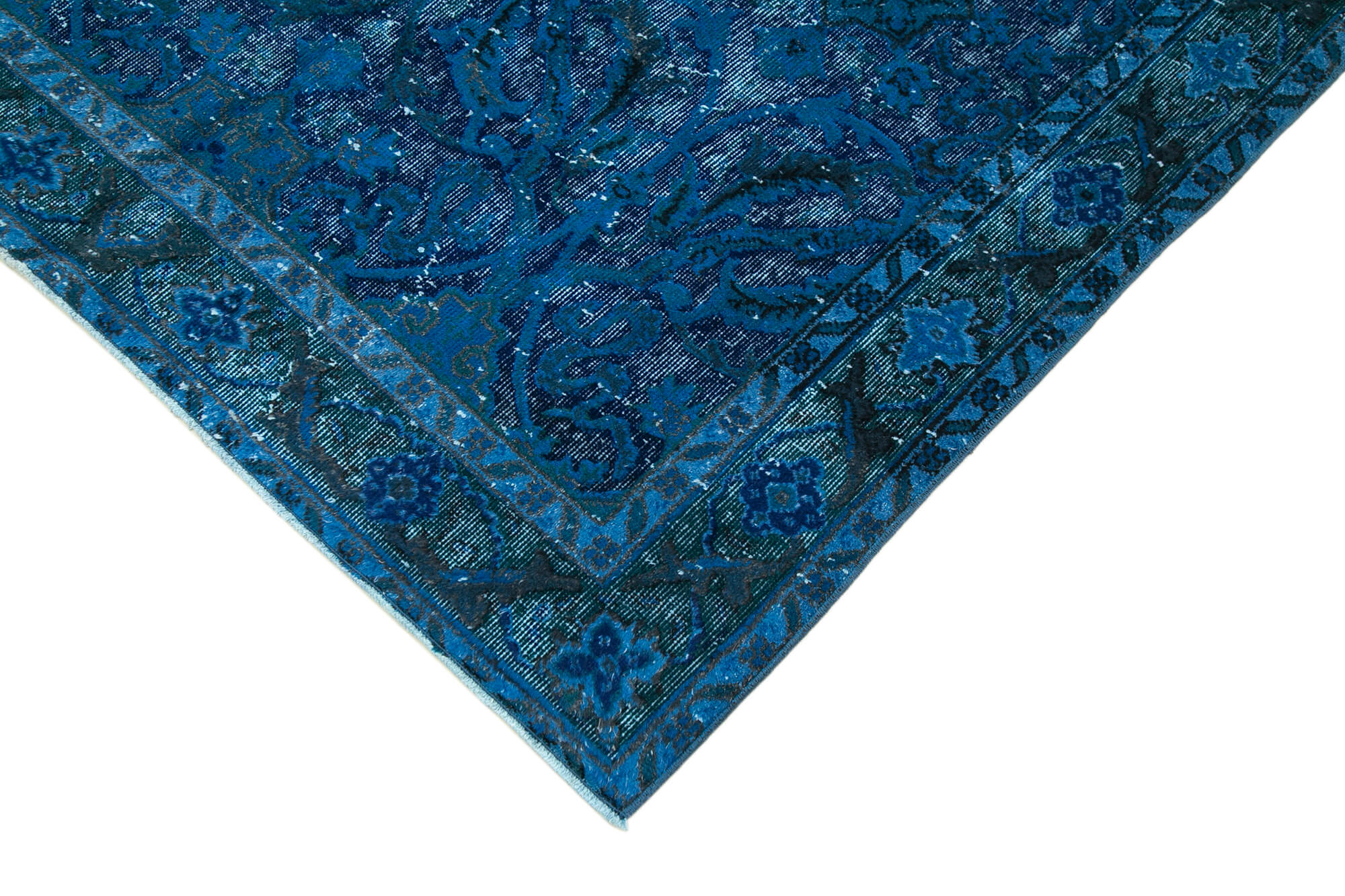 Vintage Wool Area Rug - Hand Woven Rug Cotton Wool Carpet Blue Vintage Carpet 4'9''x8'8''