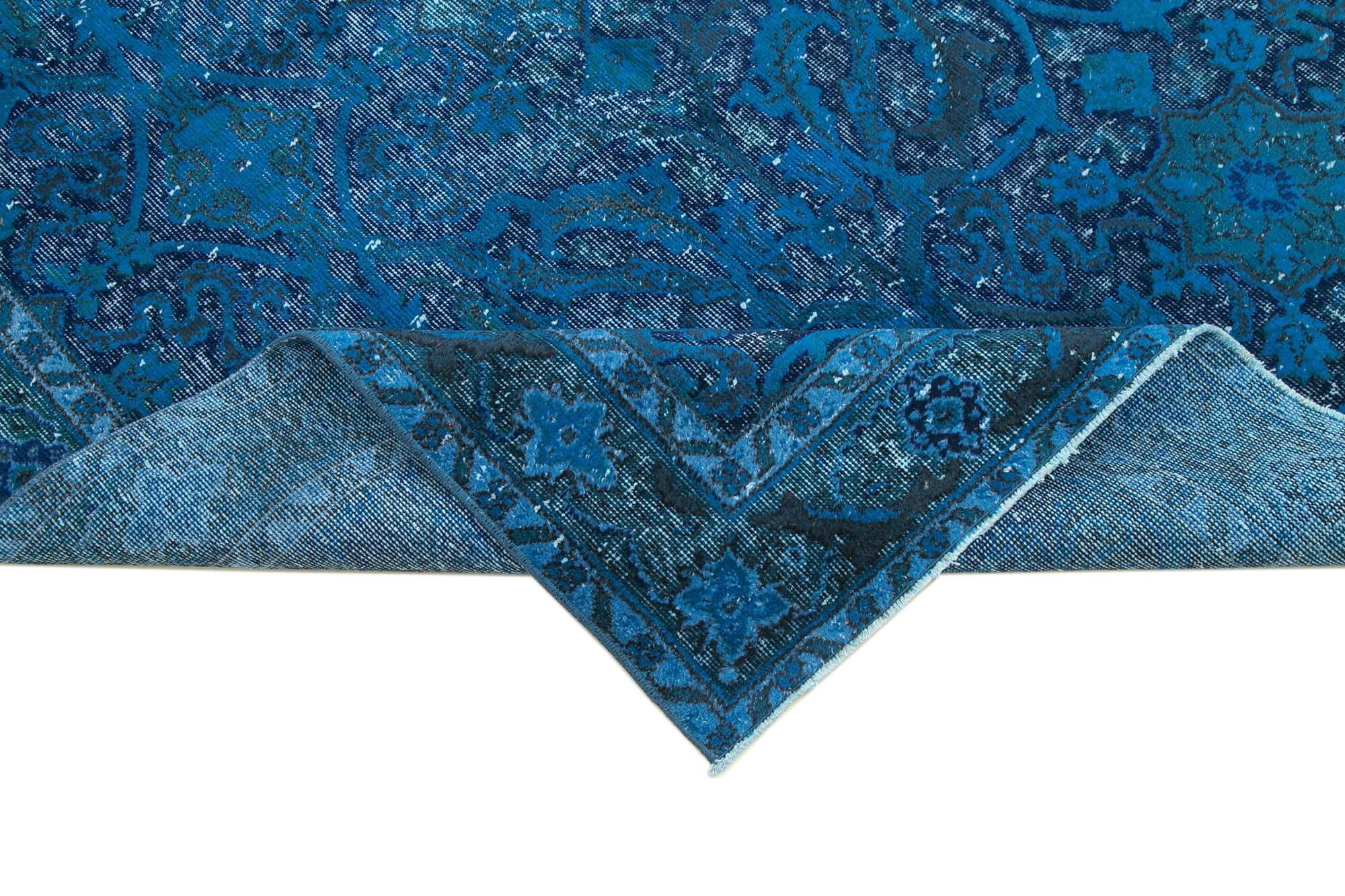 Vintage Wool Area Rug - Hand Woven Rug Cotton Wool Carpet Blue Vintage Carpet 4'9''x8'8''