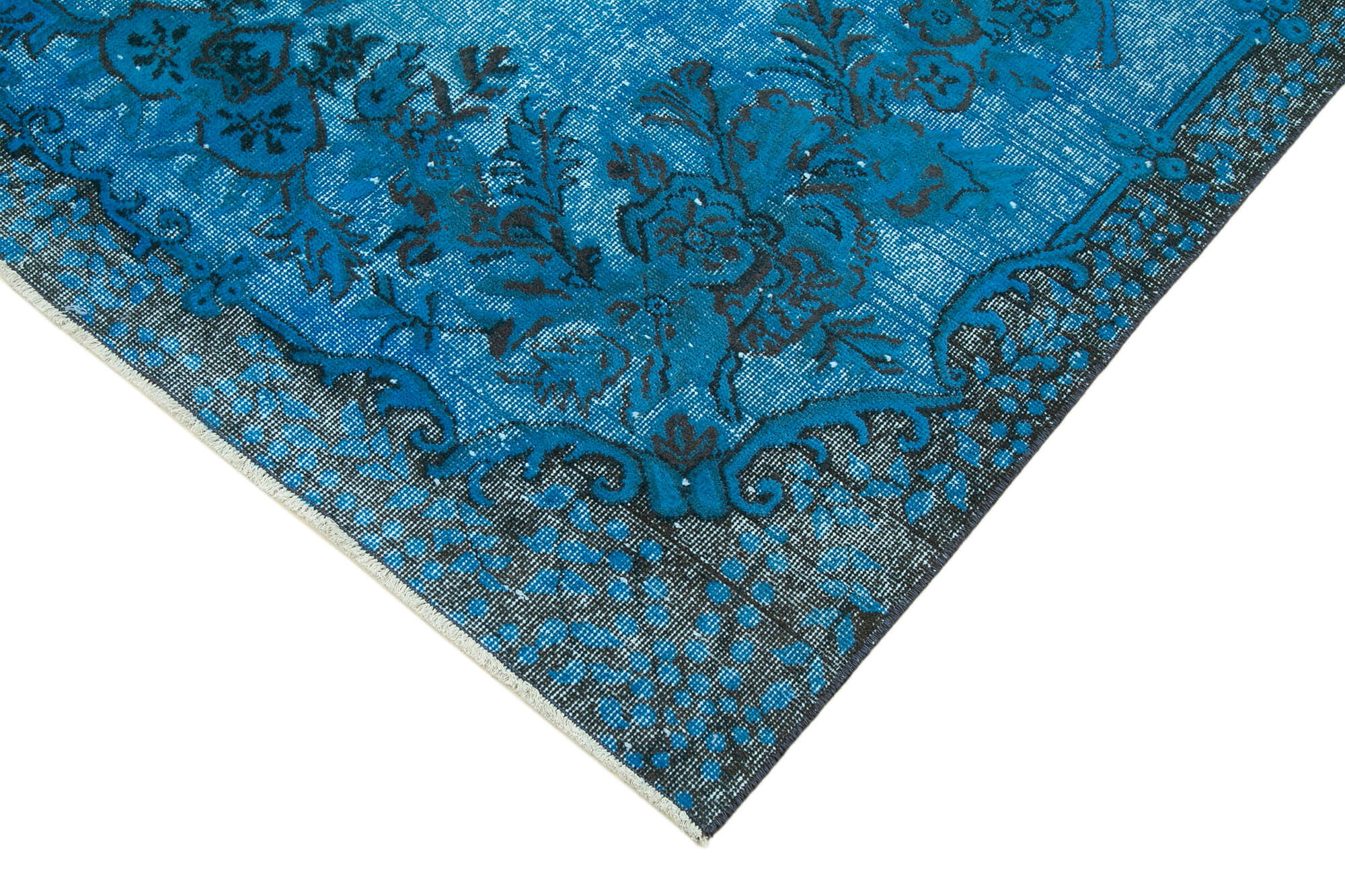 Vintage Cotton Wool Rug – Handmade Area Rug 5x9 Feet | Blue Vintage Carpet