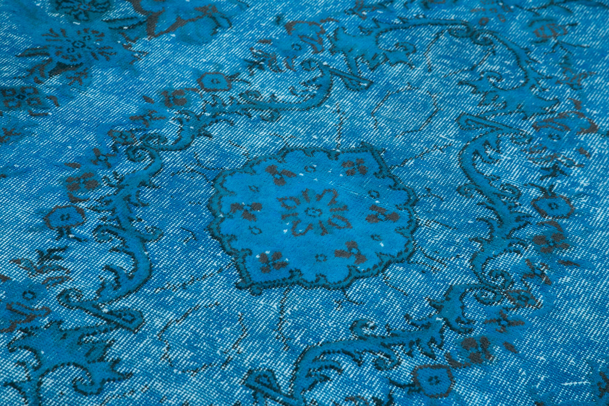 Vintage Cotton Wool Rug – Handmade Area Rug 5x9 Feet | Blue Vintage Carpet