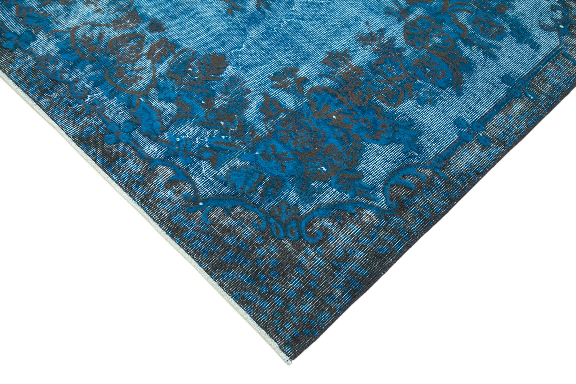 Vintage Handmade Area Rug – Blue Turkish Vintage Rug, Hand Woven Cotton Wool Carpet 5'5'' x 8'11''