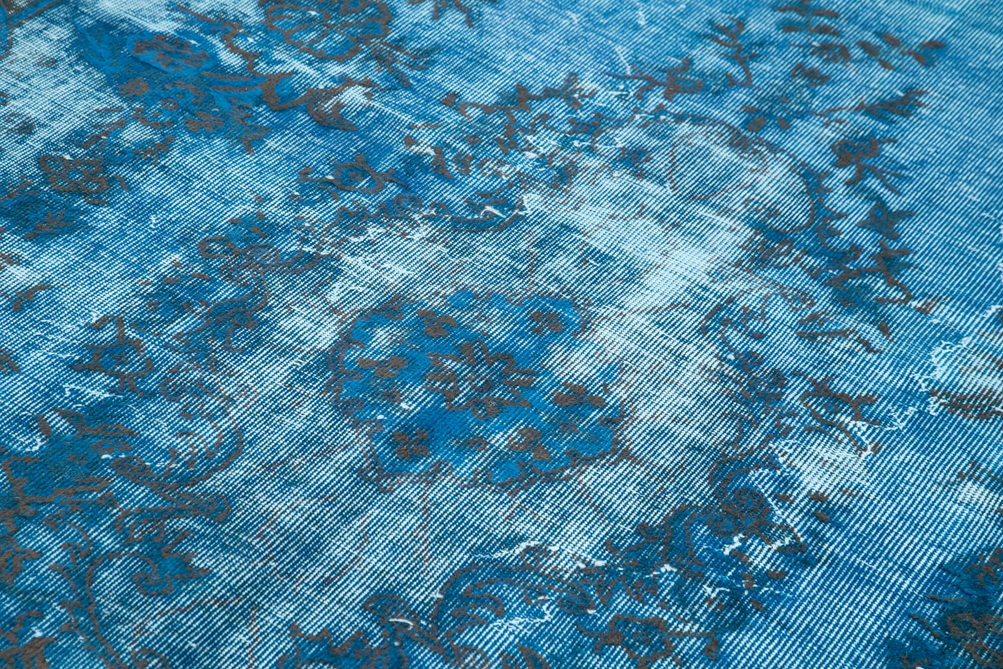 Vintage Handmade Area Rug – Blue Turkish Vintage Rug, Hand Woven Cotton Wool Carpet 5'5'' x 8'11''