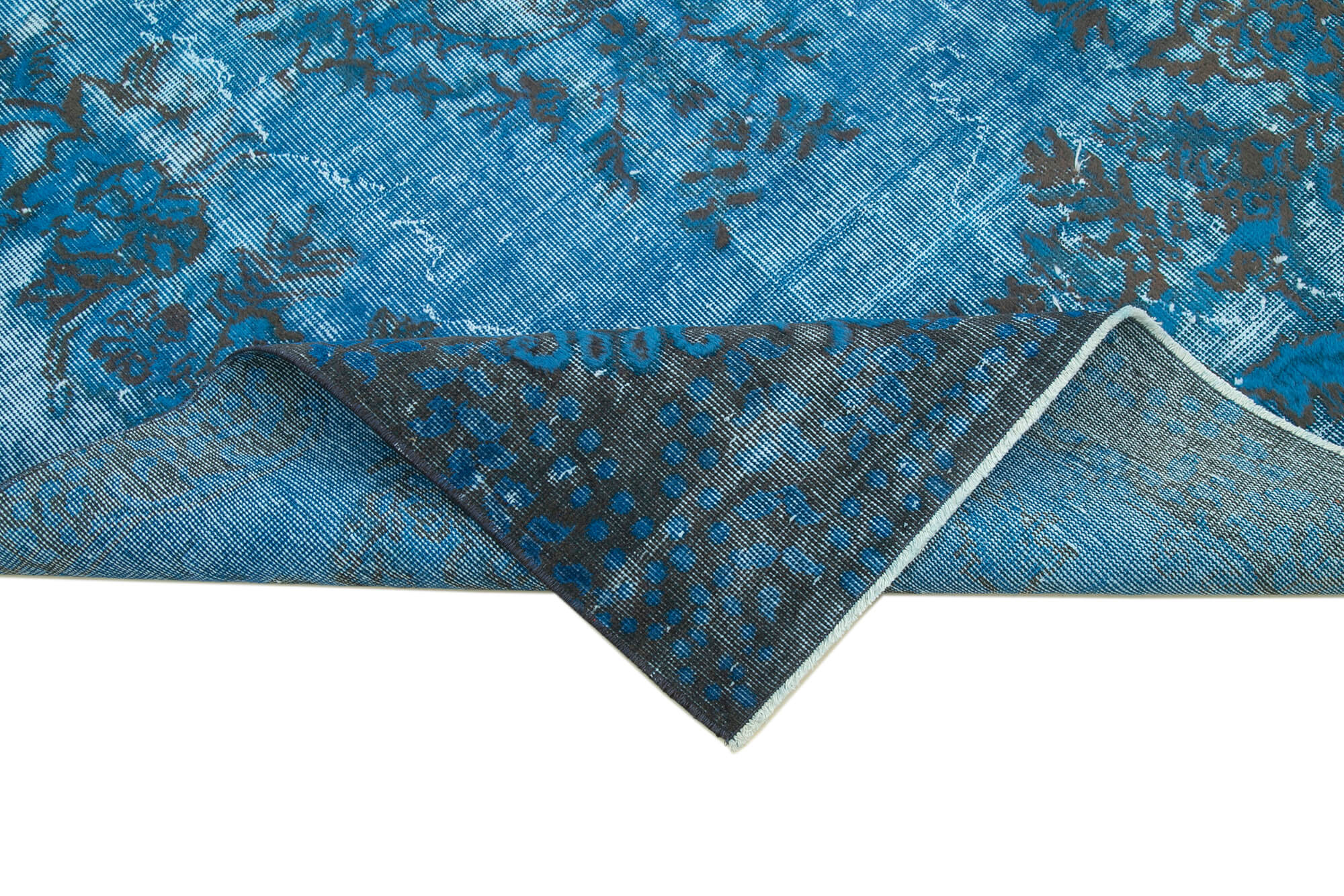 Vintage Handmade Area Rug – Blue Turkish Vintage Rug, Hand Woven Cotton Wool Carpet 5'5'' x 8'11''