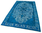 Vintage Wool Area Rug – Handmade Cotton Rug | Blue Vintage Carpet 5'0''x8'8''
