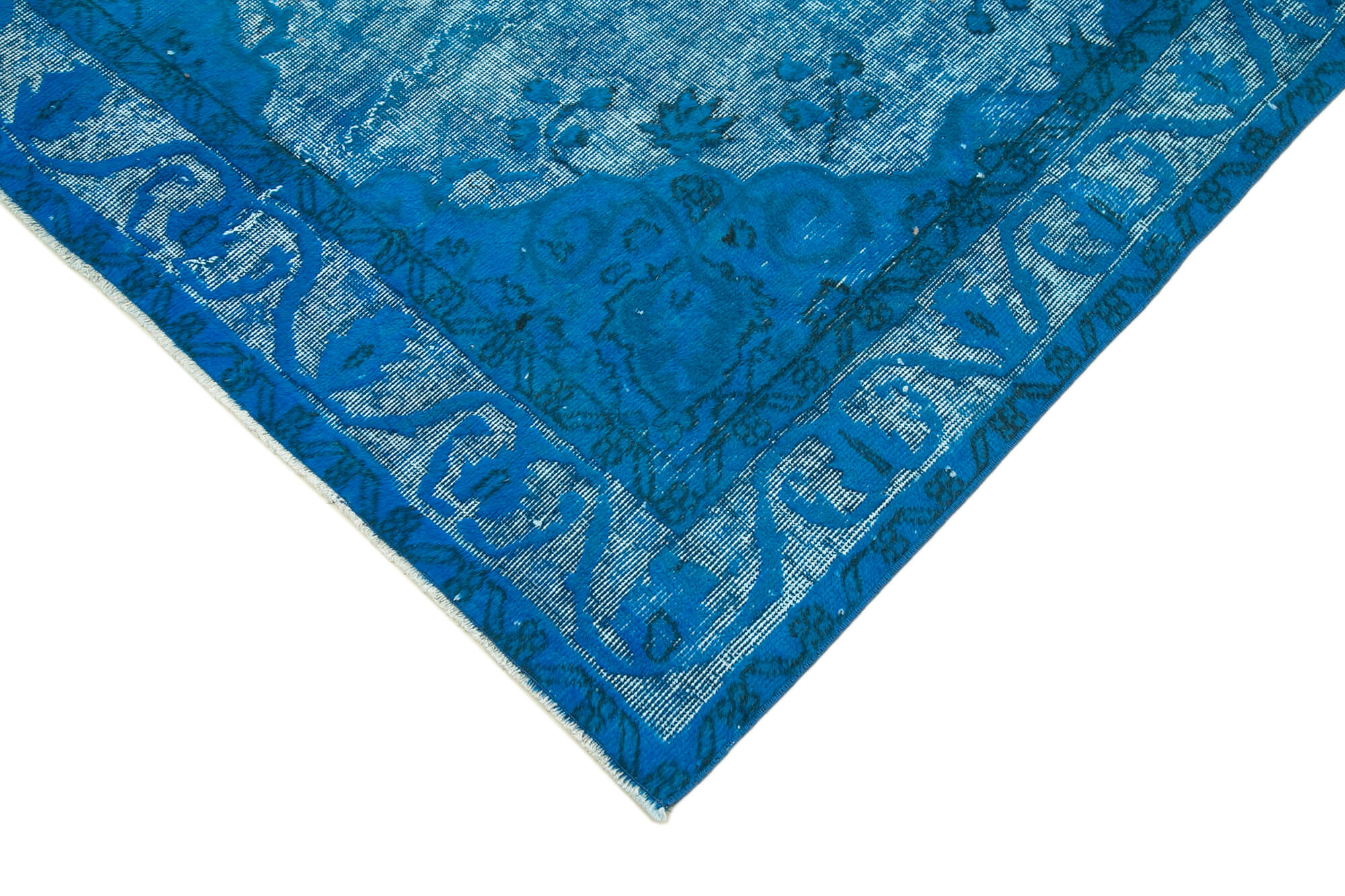 Vintage Wool Area Rug – Handmade Cotton Rug | Blue Vintage Carpet 5'0''x8'8''