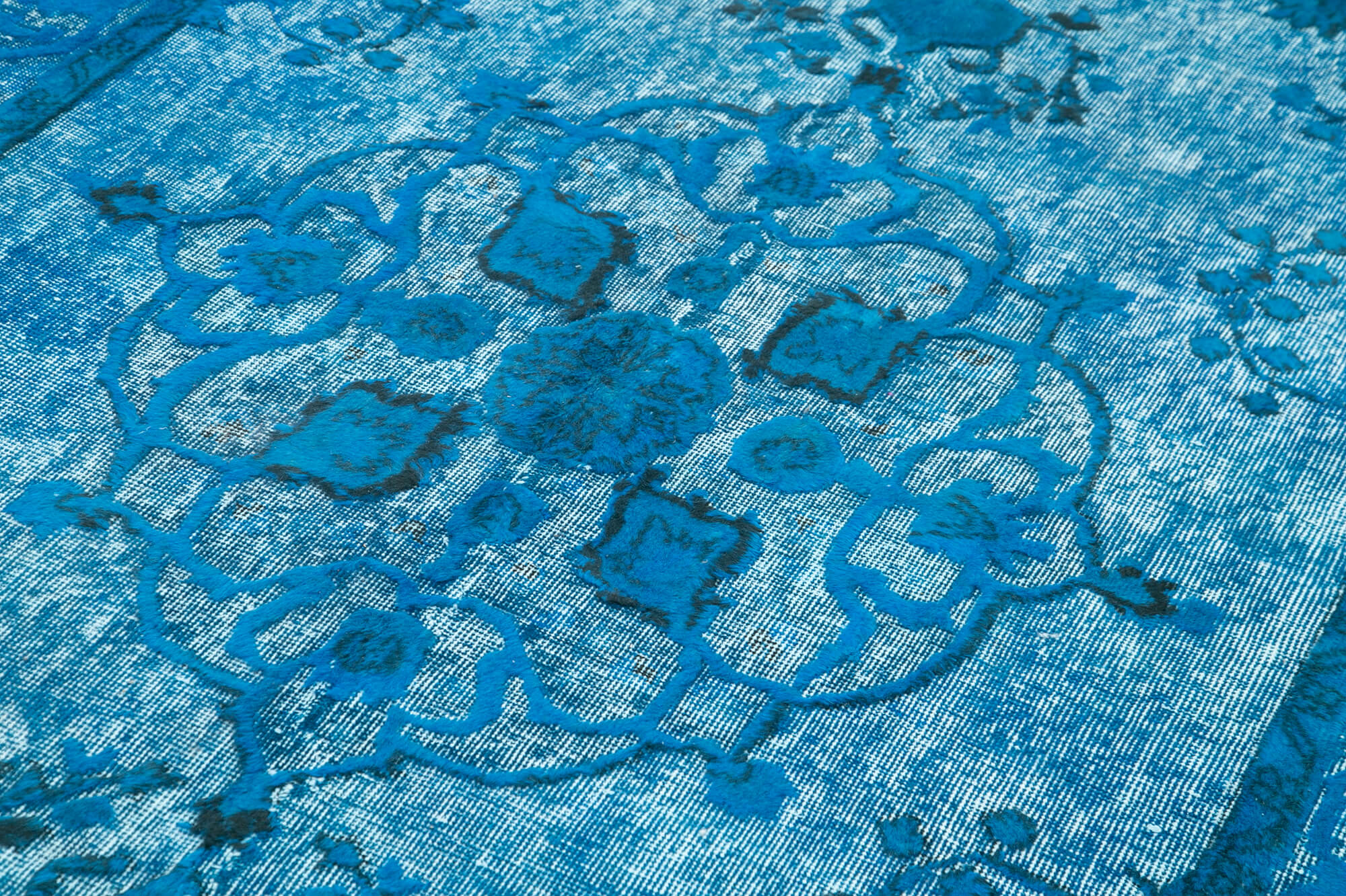 Vintage Wool Area Rug – Handmade Cotton Rug | Blue Vintage Carpet 5'0''x8'8''