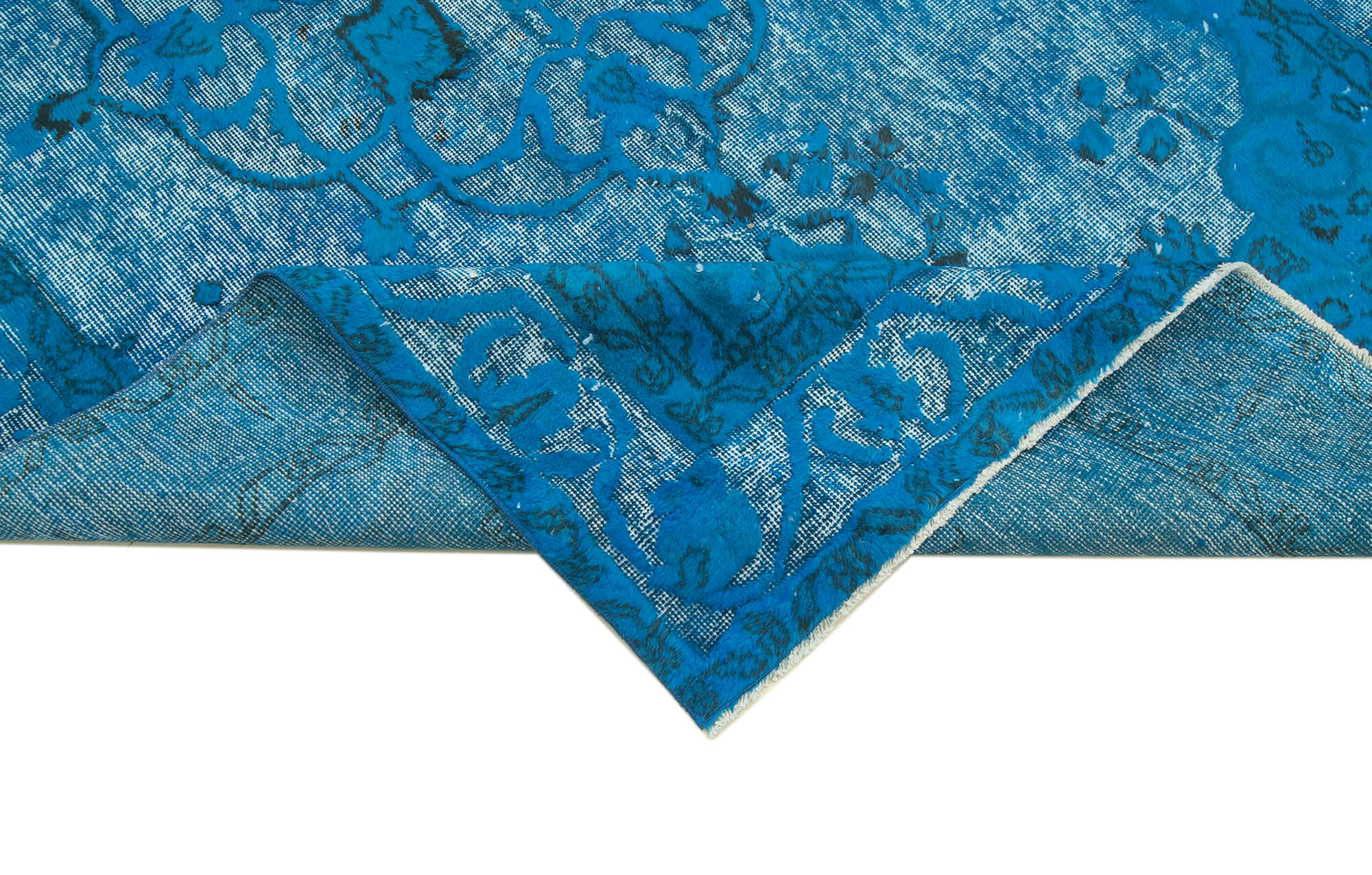 Vintage Wool Area Rug – Handmade Cotton Rug | Blue Vintage Carpet 5'0''x8'8''