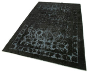 Handmade Vintage Area Rug – Black Cotton Wool Rug, Durable Classic Style Carpet 4'11"x8'2"