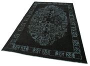 Vintage Handmade Area Rug - Black Cotton Wool Hand Woven Rug 5'3'' x 8'11''