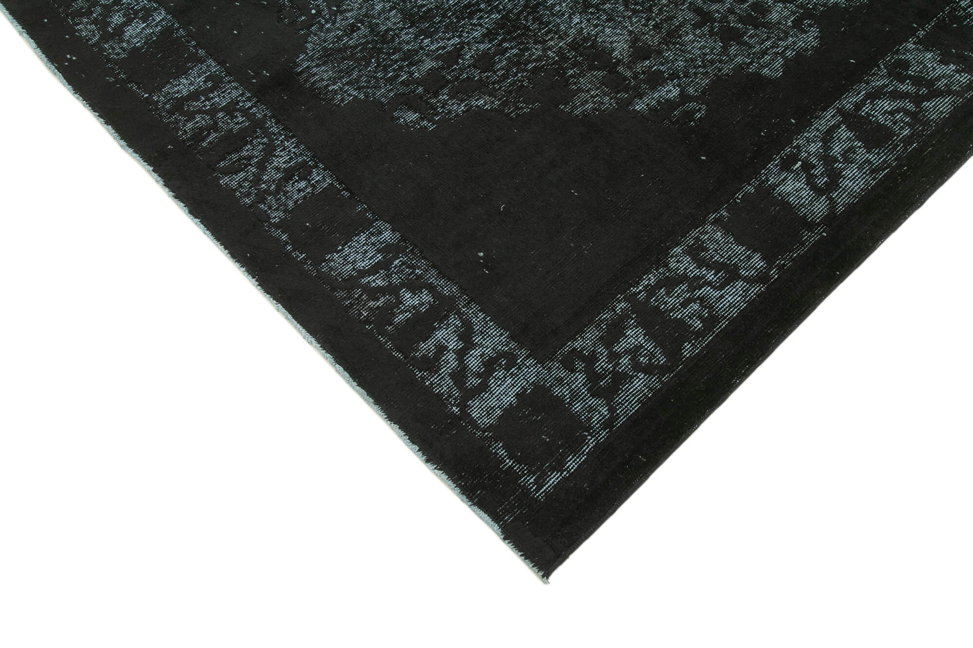 Vintage Handmade Area Rug - Black Cotton Wool Hand Woven Rug 5'3'' x 8'11''