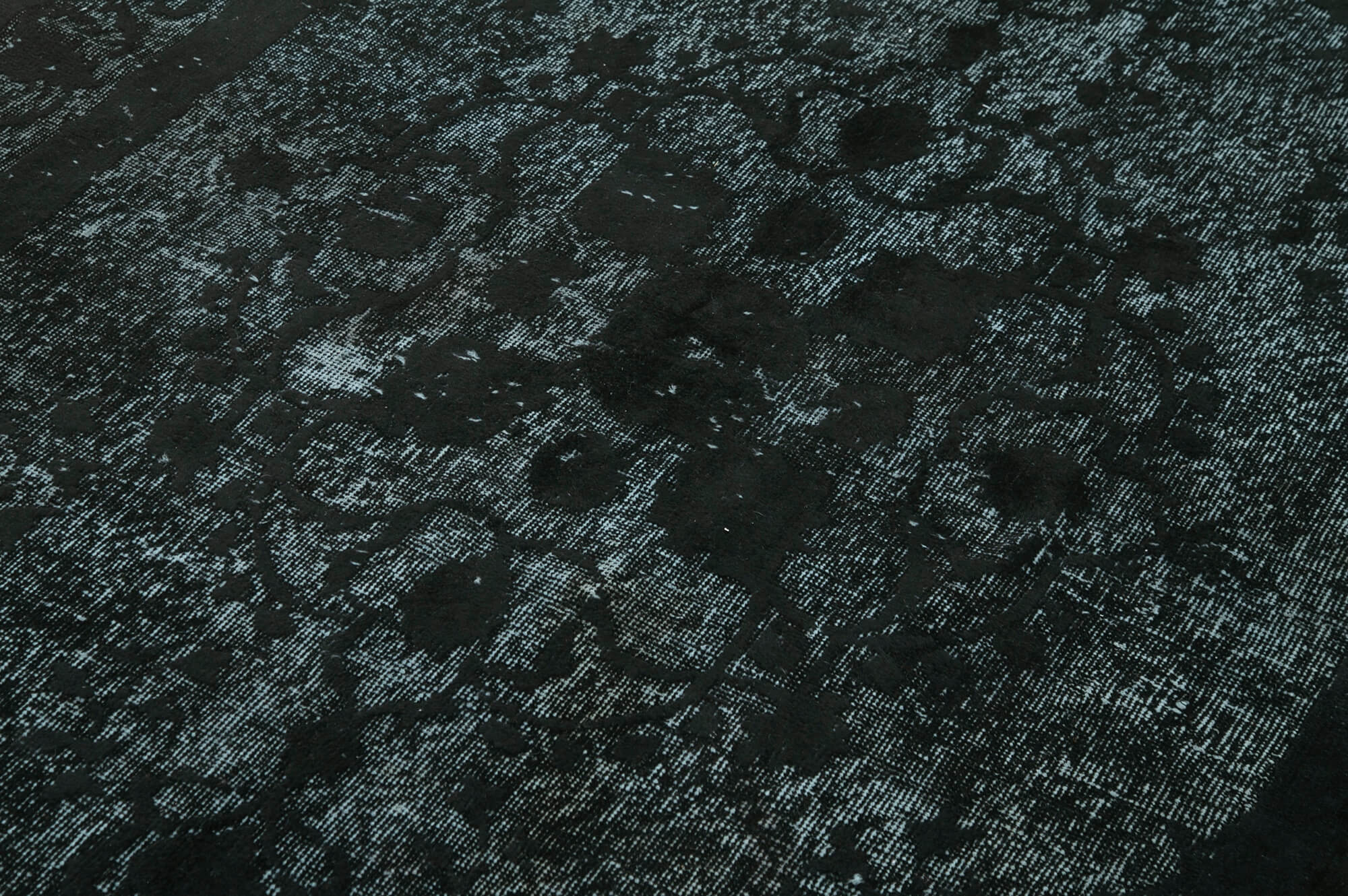 Vintage Handmade Area Rug - Black Cotton Wool Hand Woven Rug 5'3'' x 8'11''