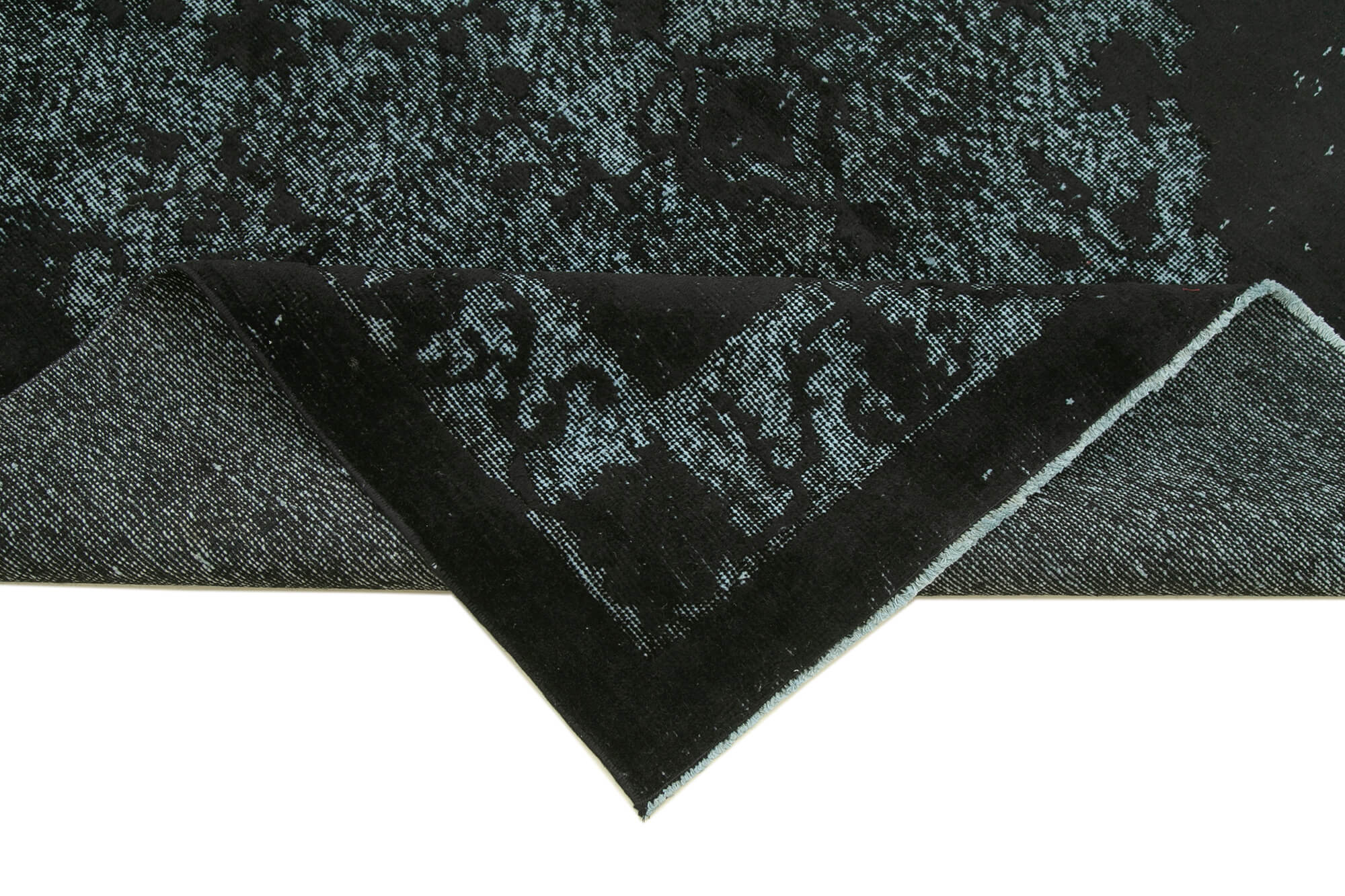 Vintage Handmade Area Rug - Black Cotton Wool Hand Woven Rug 5'3'' x 8'11''