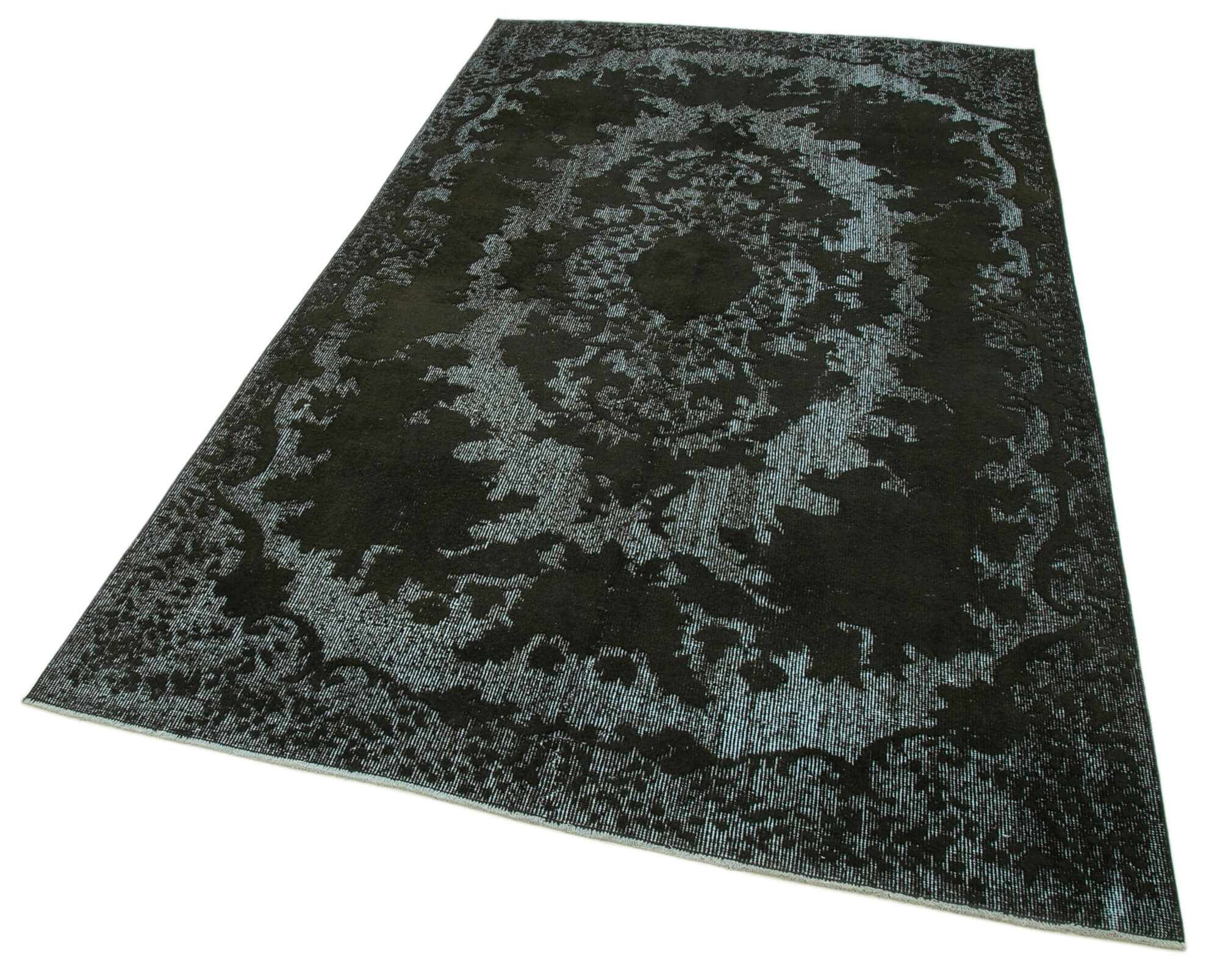 Vintage Cotton Wool Rug - Handmade Area Rug 5x9 Feet | Black Turkish Wool Carpet