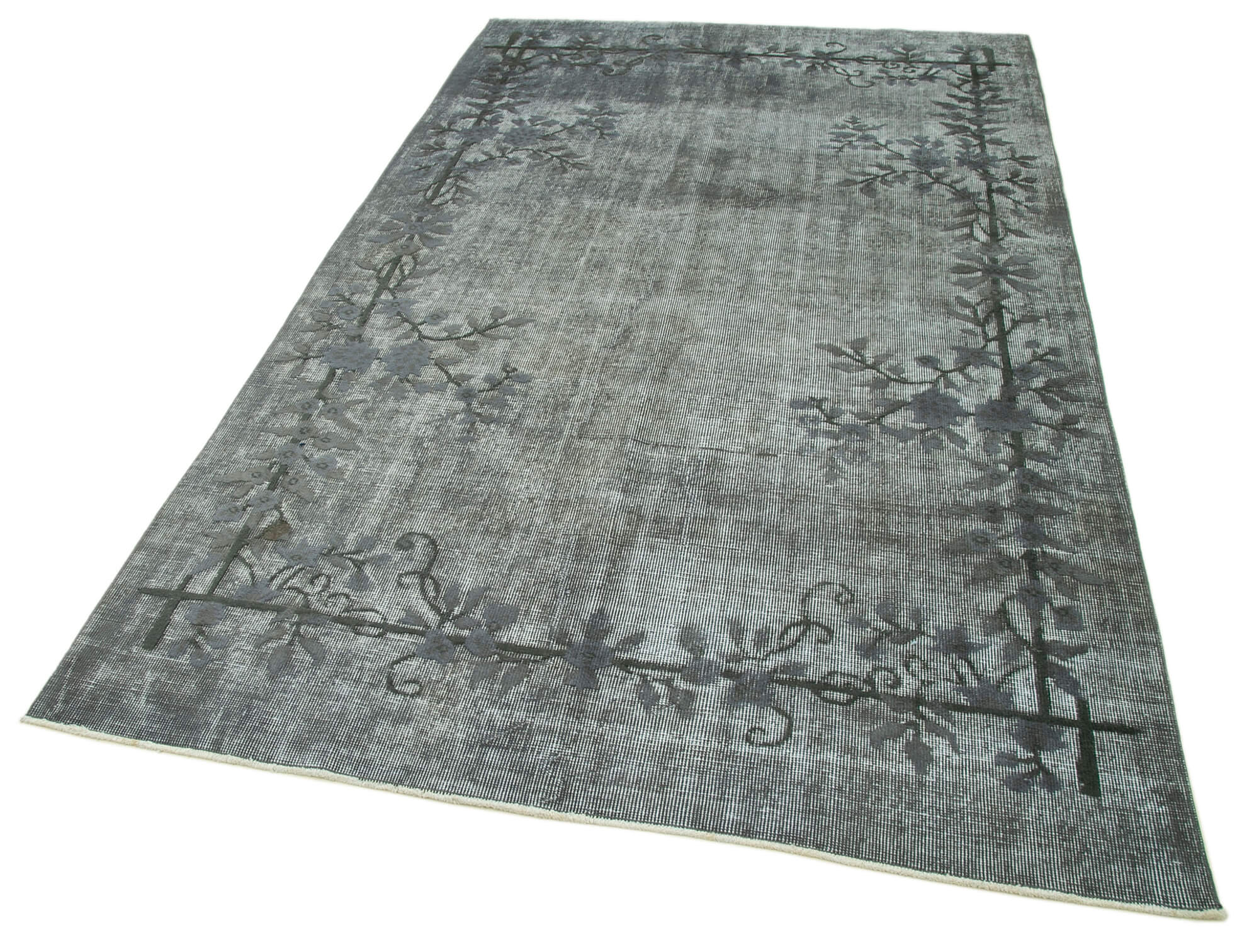 Handmade Vintage Area Rug – Grey Wool Cotton Blend | Durable Living Room Carpet