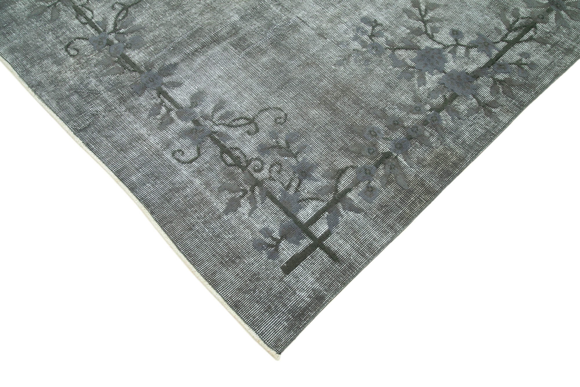 Handmade Vintage Area Rug – Grey Wool Cotton Blend | Durable Living Room Carpet