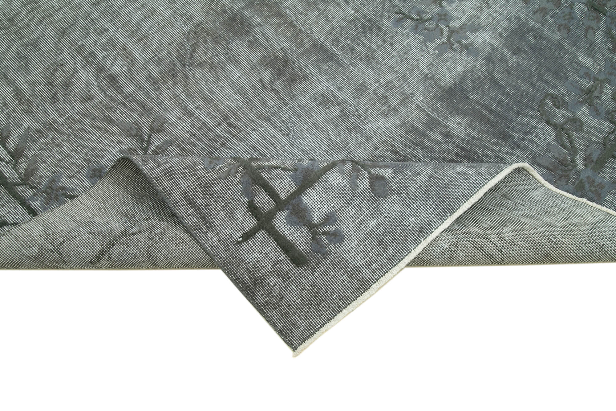 Handmade Vintage Area Rug – Grey Wool Cotton Blend | Durable Living Room Carpet