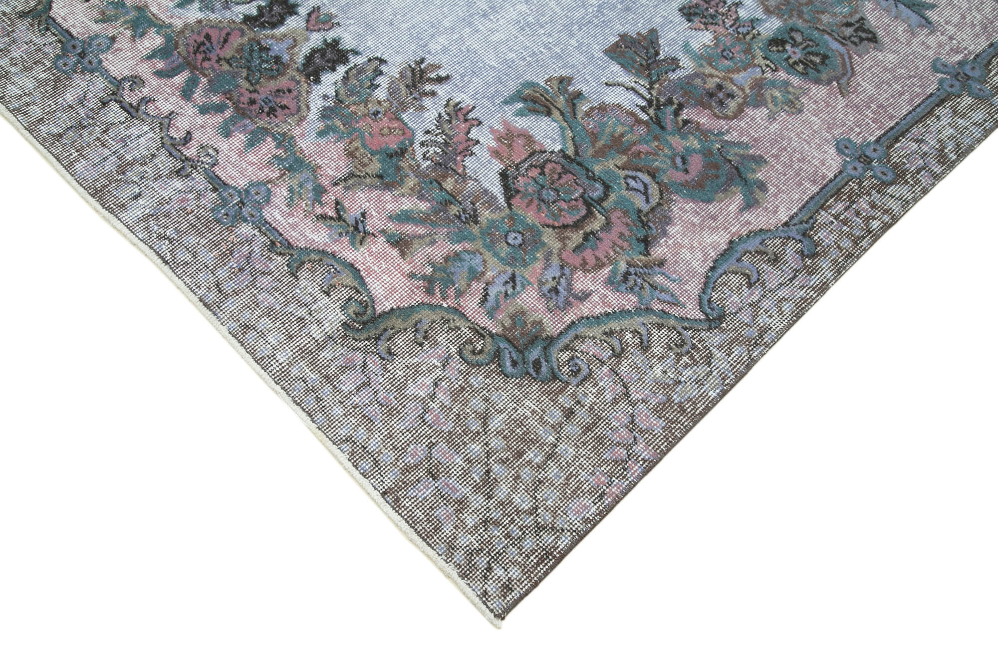 Vintage Handmade Area Rug - Hand Woven Cotton Wool Carpet 5'5''x10'0'' Grey