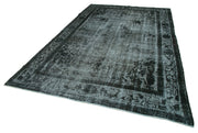 Vintage Wool Area Rug - Hand Woven Black Cotton Wool Carpet 6'11"x10'8"