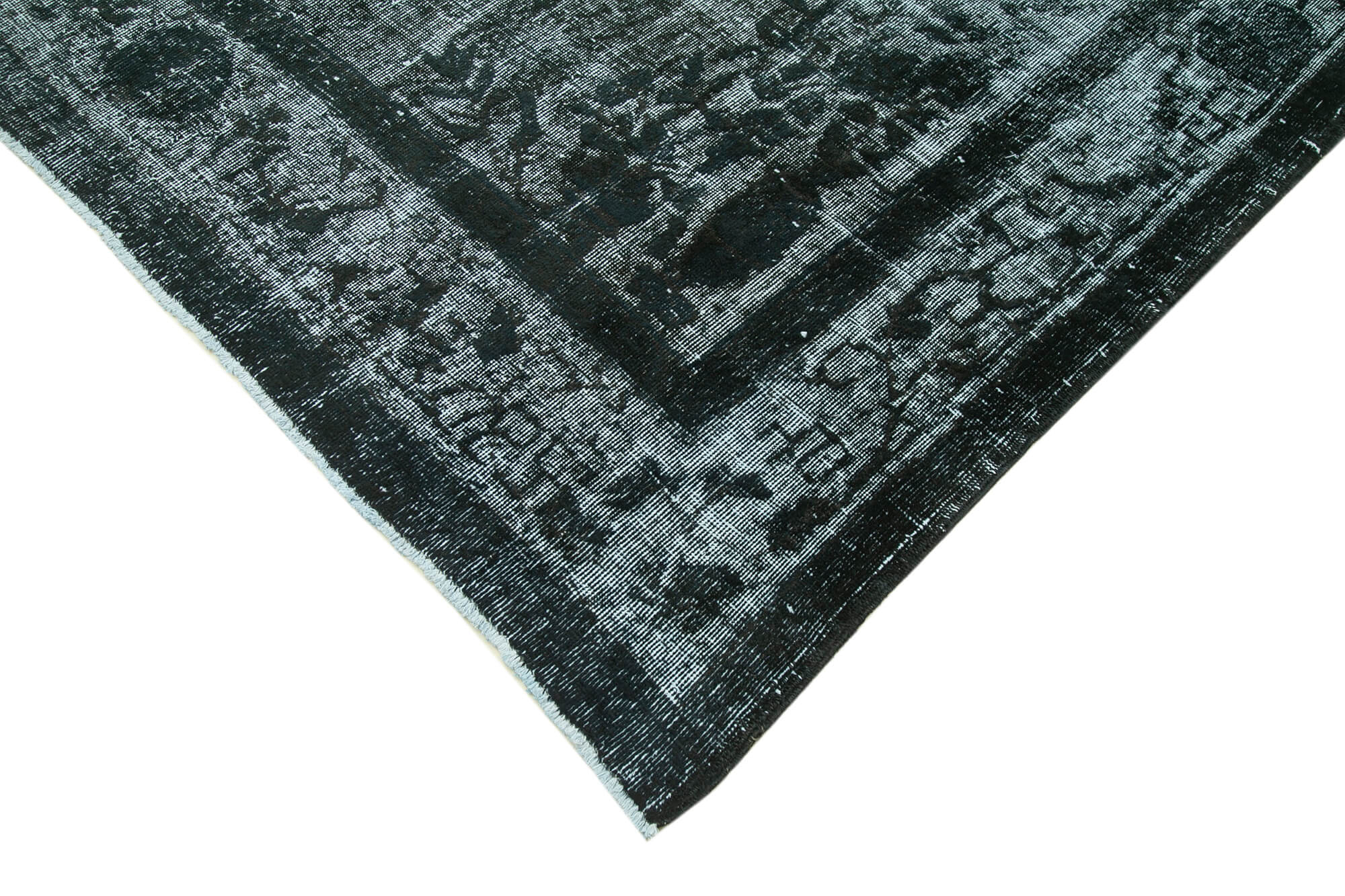 Vintage Wool Area Rug - Hand Woven Black Cotton Wool Carpet 6'11"x10'8"