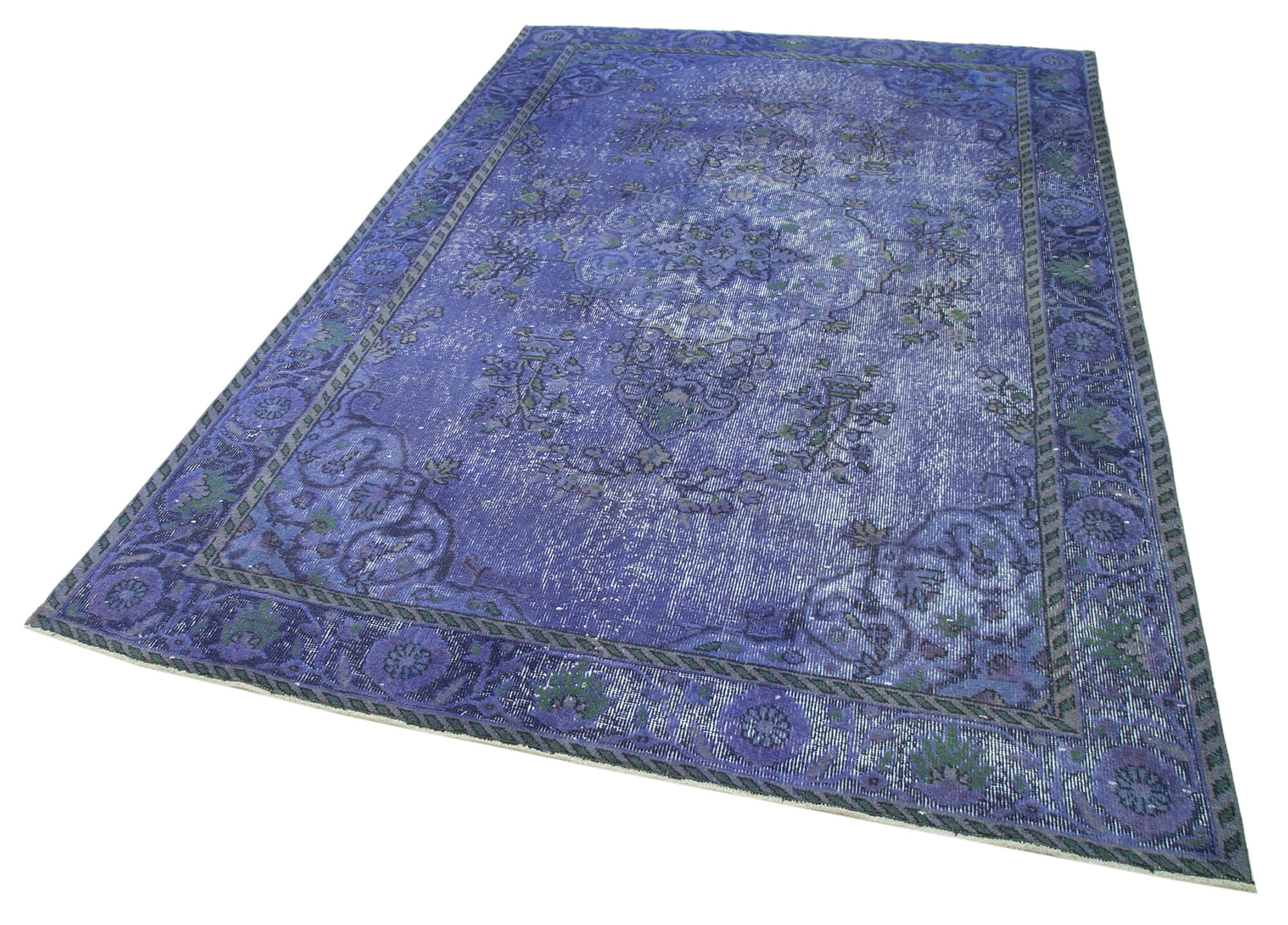 Vintage Cotton Wool Rug – Hand Knotted Purple Turkish Area Rug 5'11'' x 9'0''