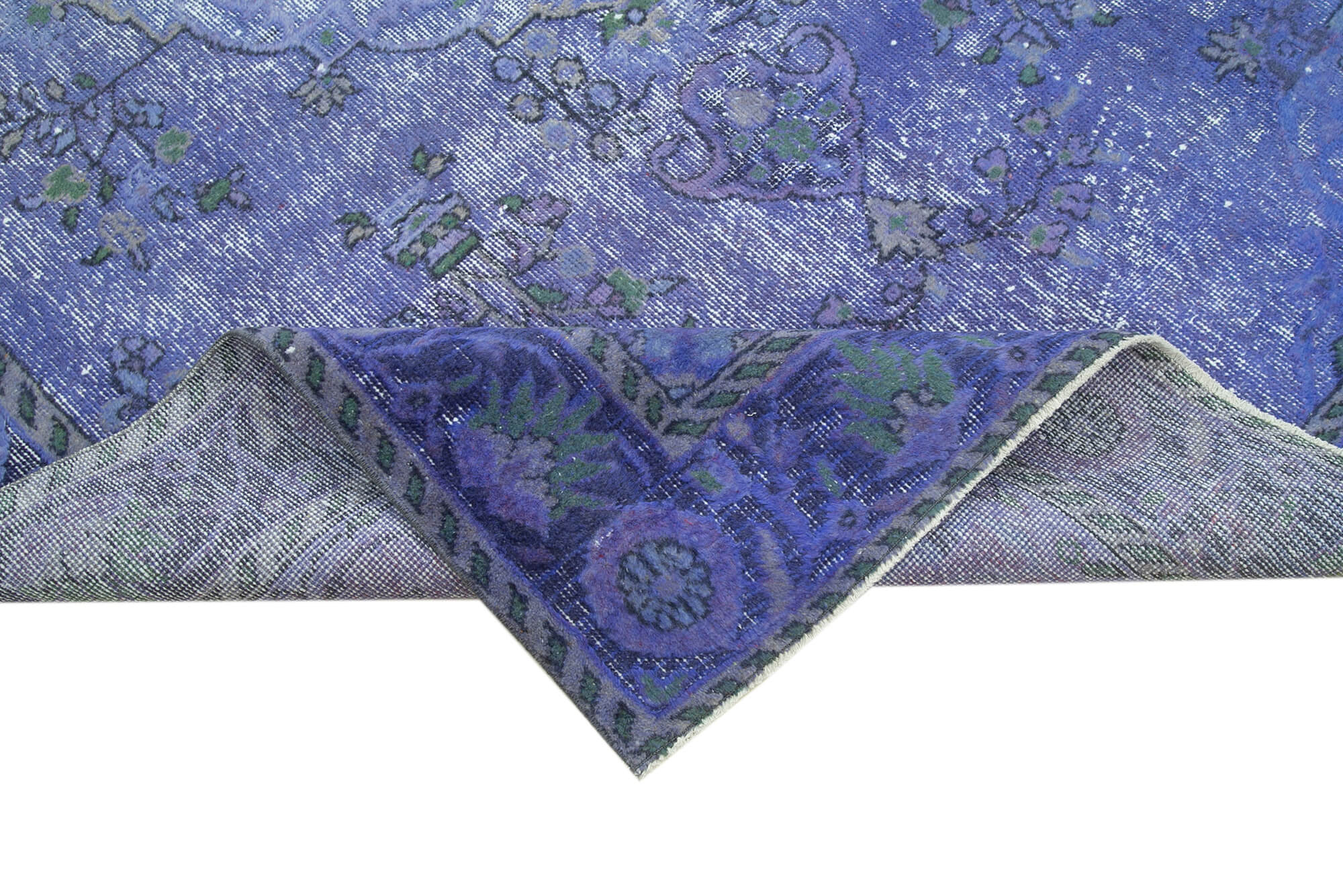 Vintage Cotton Wool Rug – Hand Knotted Purple Turkish Area Rug 5'11'' x 9'0''
