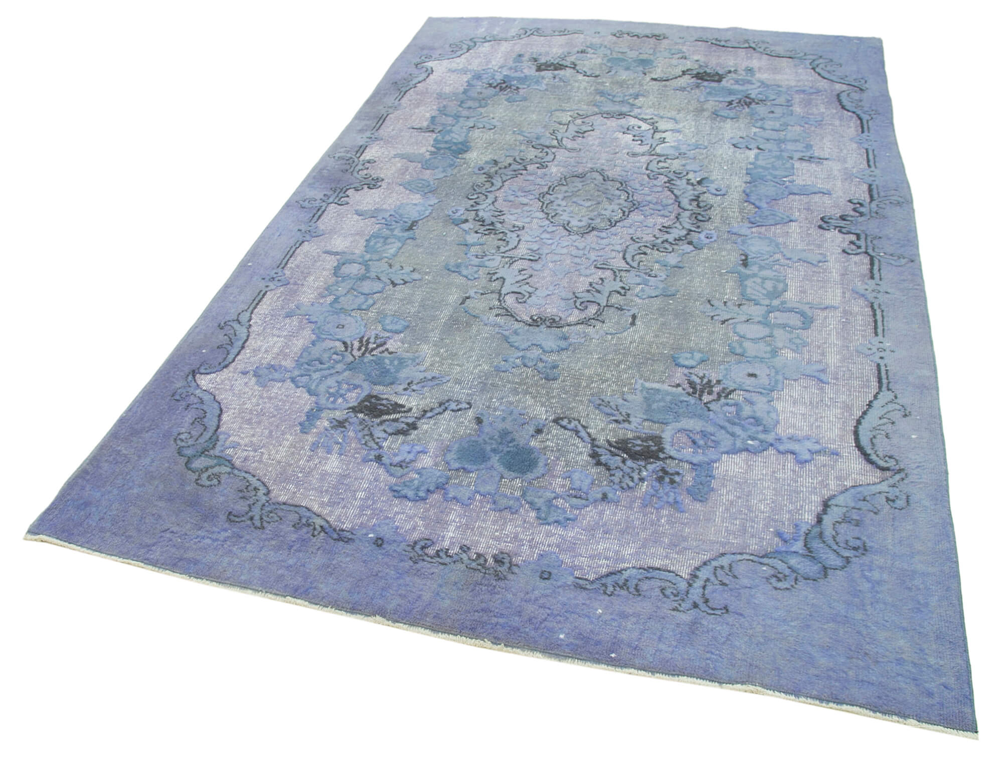 Vintage Wool Area Rug – Handcrafted Blue Handmade Rug With Durable Cotton Weave 5'5''x8'11''