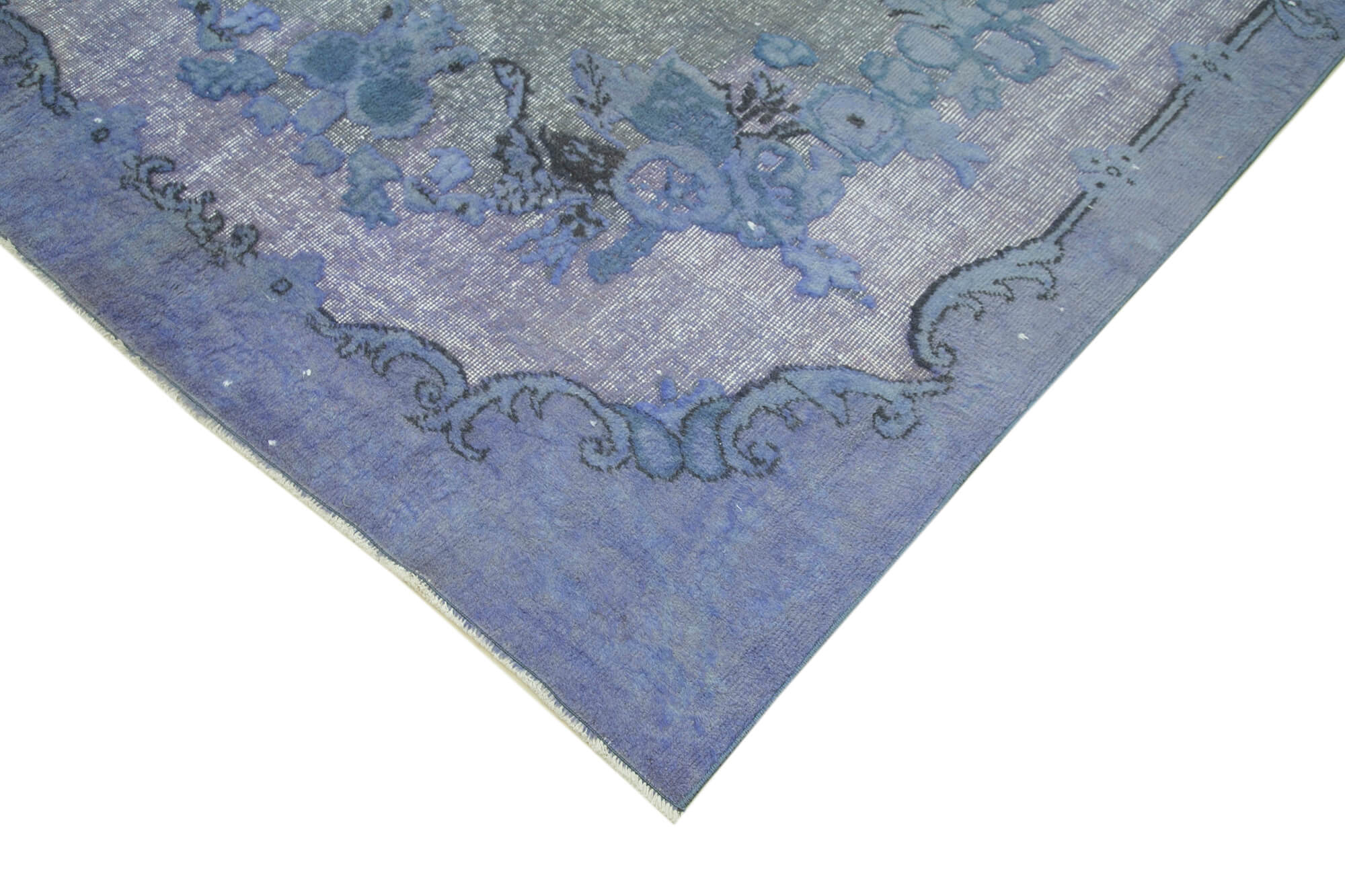 Vintage Wool Area Rug – Handcrafted Blue Handmade Rug With Durable Cotton Weave 5'5''x8'11''