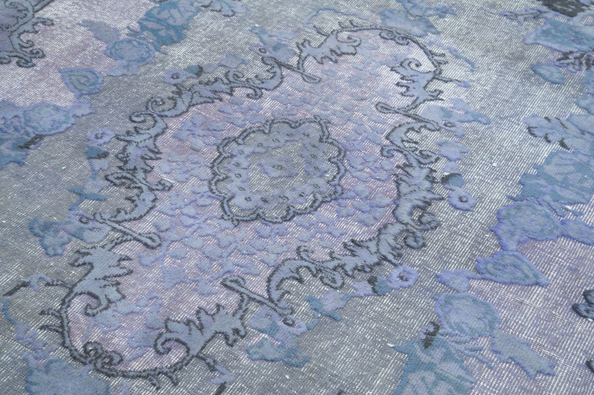 Vintage Wool Area Rug – Handcrafted Blue Handmade Rug With Durable Cotton Weave 5'5''x8'11''