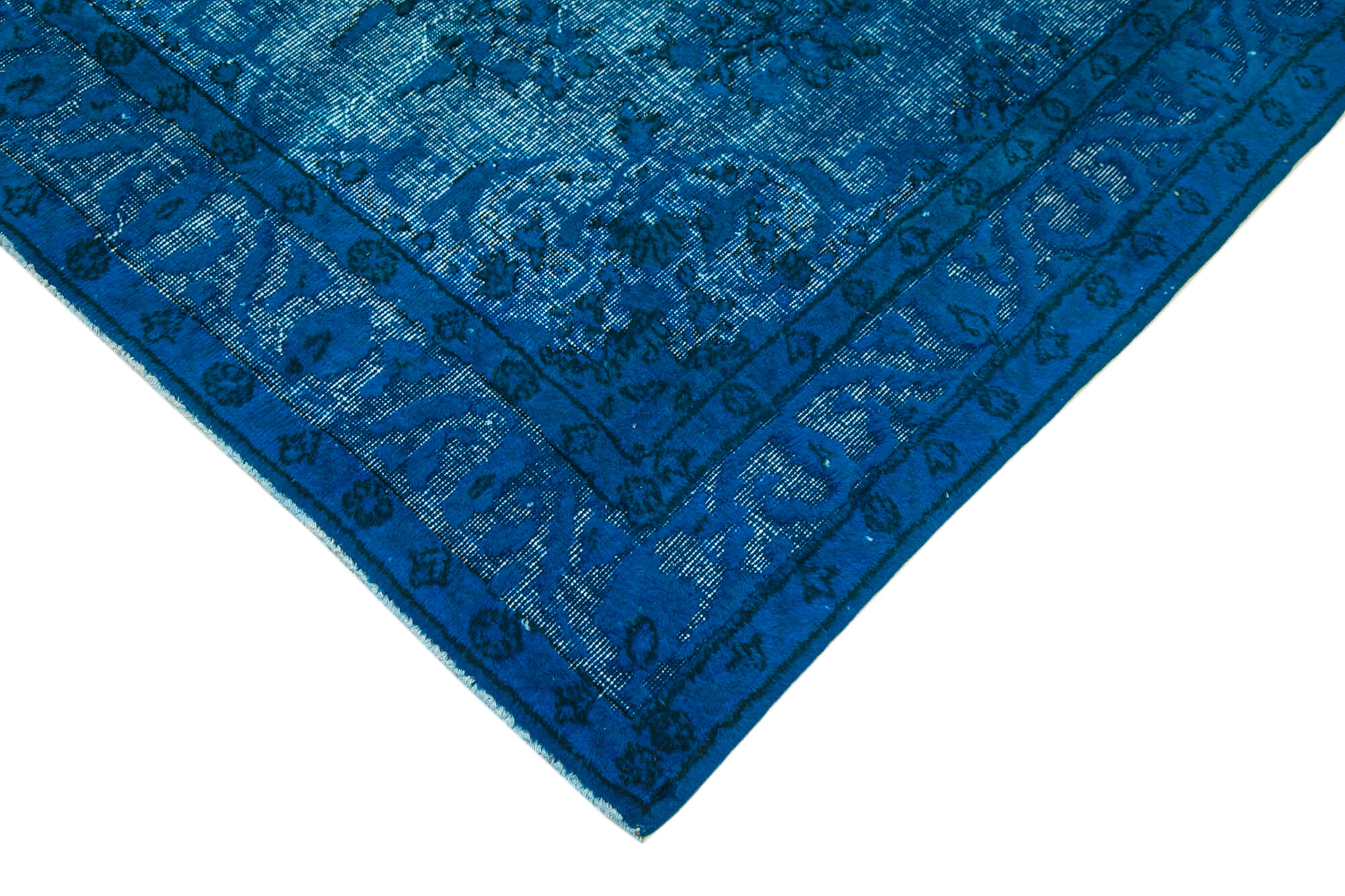 Vintage Wool Area Rug - Handmade Cotton Rug, Blue Vintage Carpet 4'11''x7'11''
