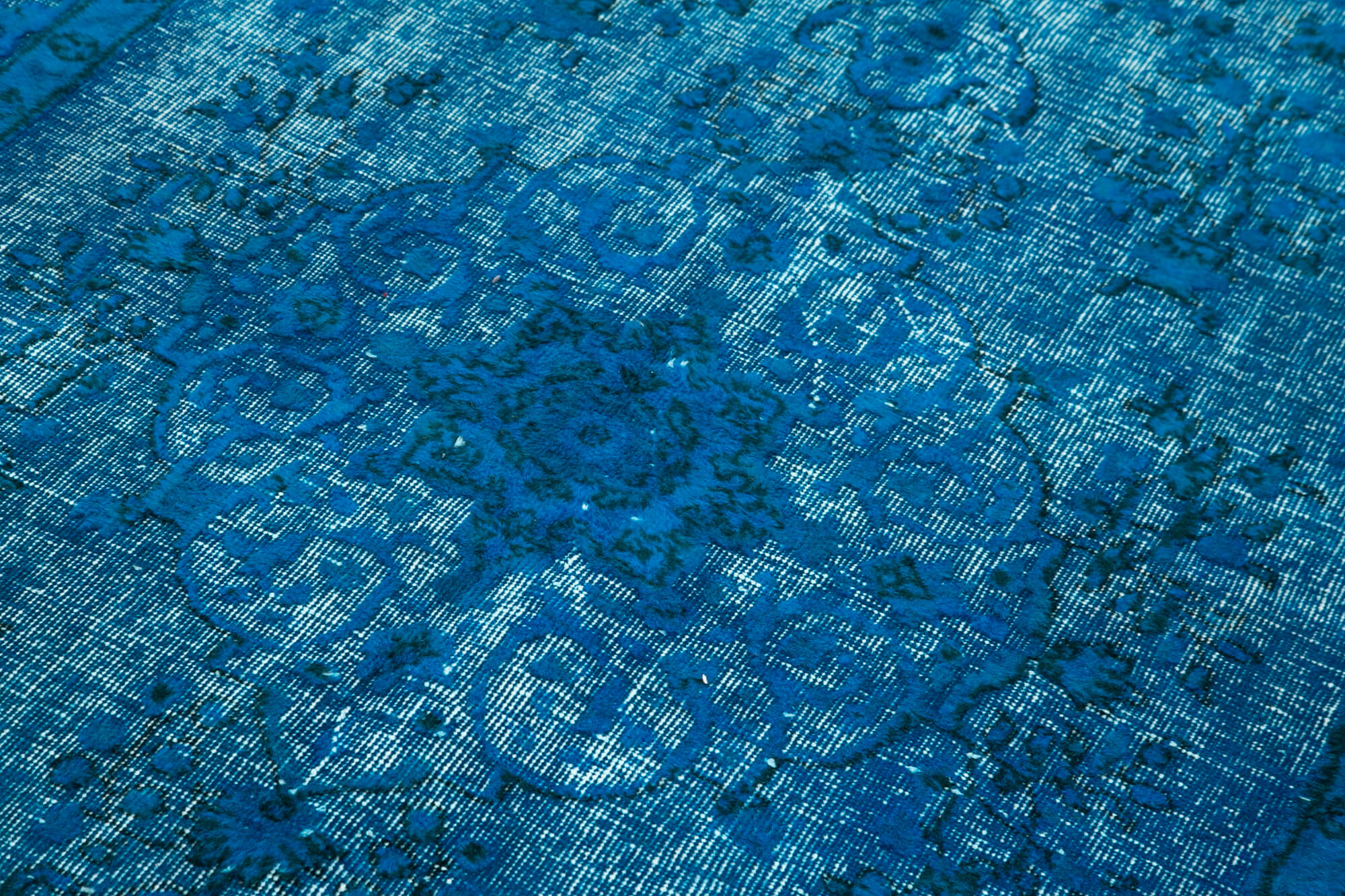 Vintage Wool Area Rug - Handmade Cotton Rug, Blue Vintage Carpet 4'11''x7'11''