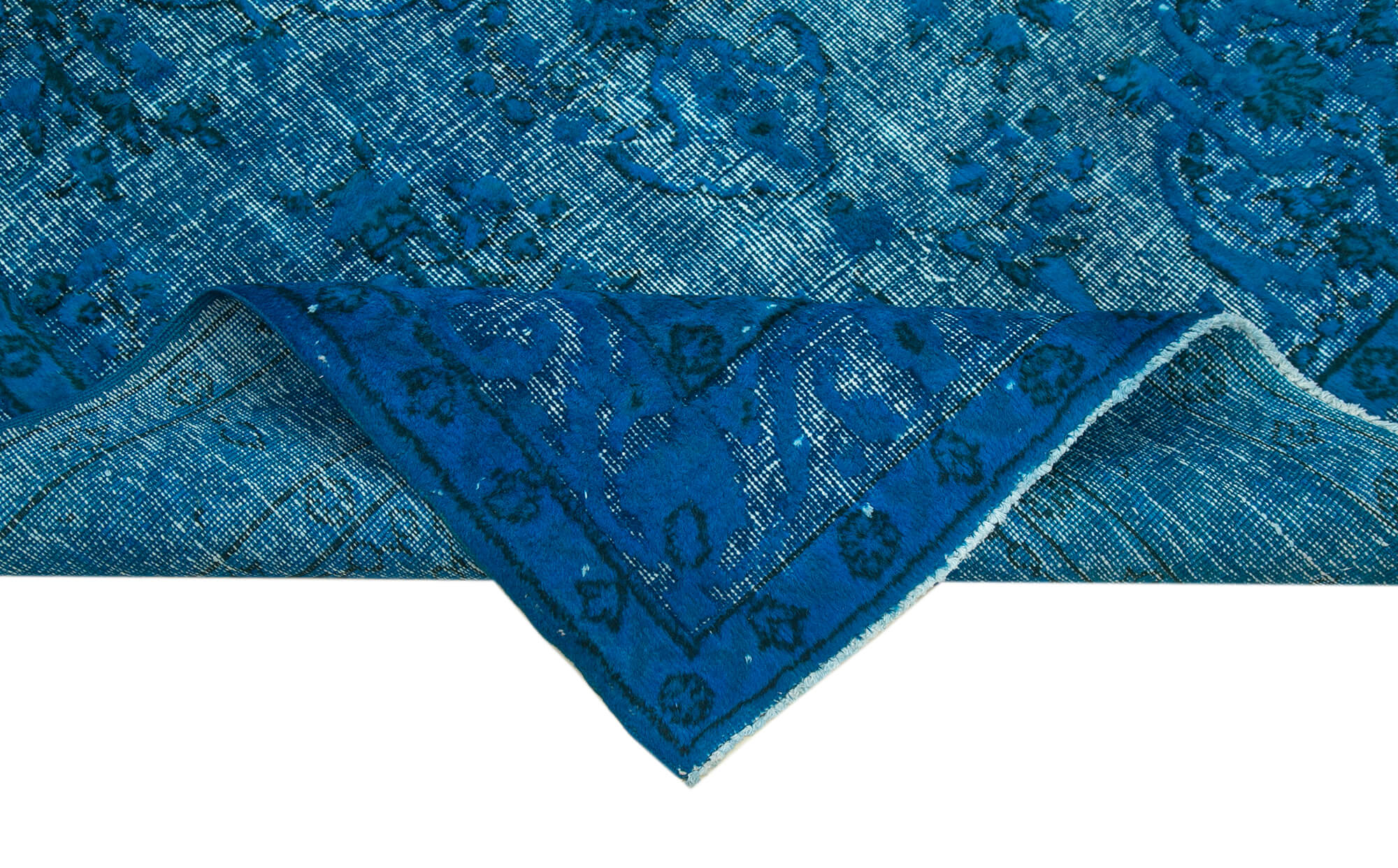 Vintage Wool Area Rug - Handmade Cotton Rug, Blue Vintage Carpet 4'11''x7'11''