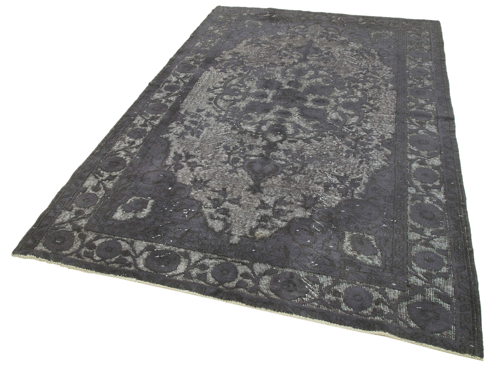 Handmade Wool Area Rug – Vintage Cotton Rug Grey 5'8'' x 8'10'' Soft Floor Covering