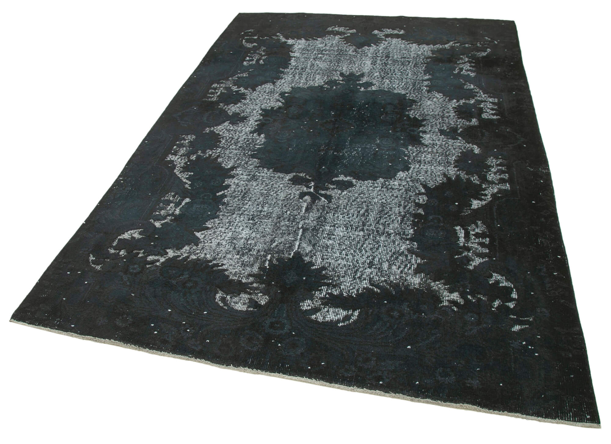 Handmade Vintage Area Rug – Black Turkish Wool Rug 5'10''x8'9'' | Durable Cotton Carpet