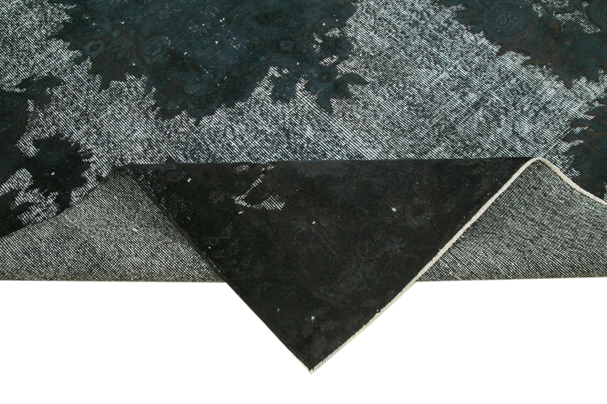 Handmade Vintage Area Rug – Black Turkish Wool Rug 5'10''x8'9'' | Durable Cotton Carpet