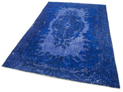 Vintage Cotton Wool Rug - Hand Woven Turkish Area Rug 5'9'' x 8'11'' Blue Vintage Carpet